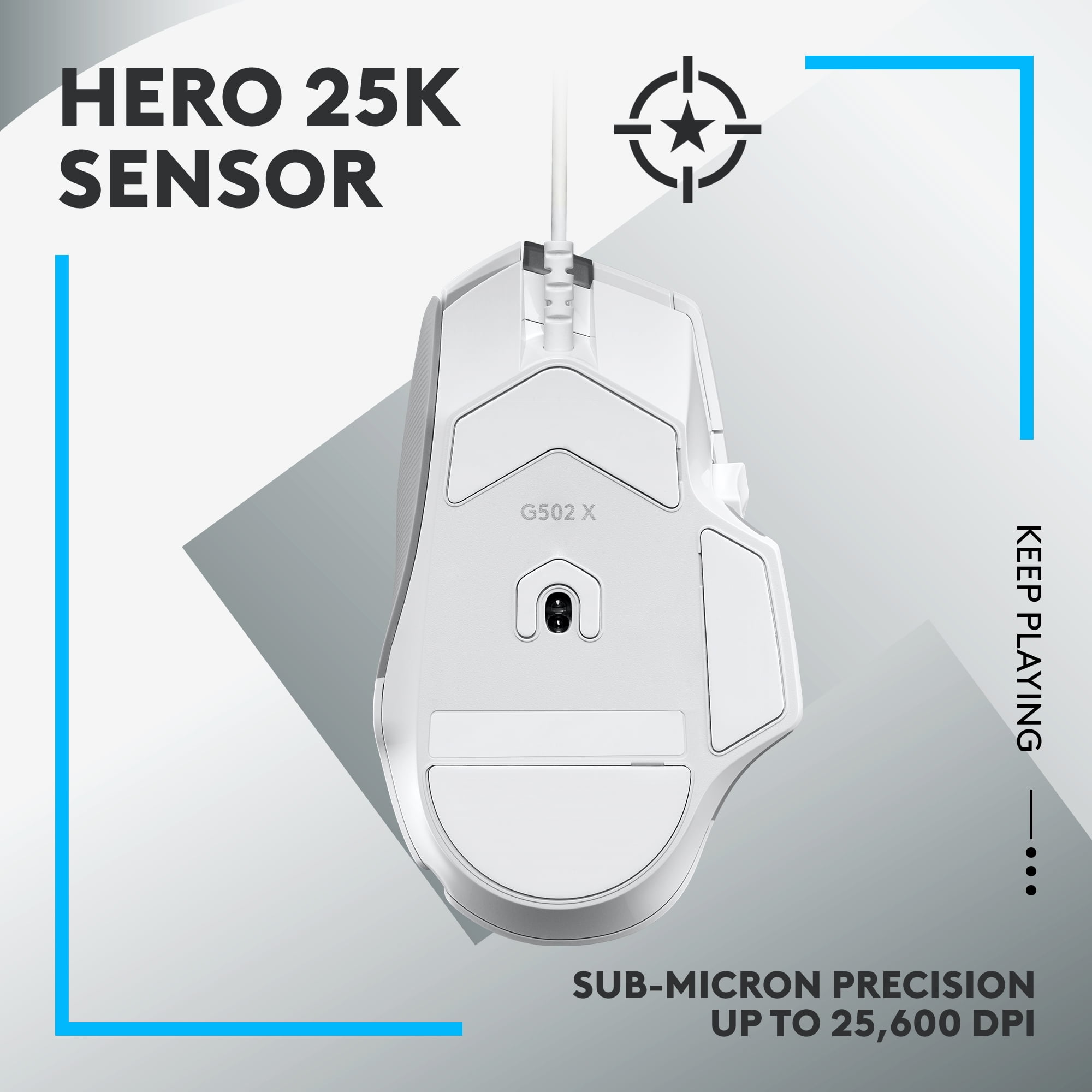 Logitech G502 X Wired Gaming Mouse - LIGHTFORCE hybrid optical-mechanical primary switches, HERO 25K gaming sensor, compatible with PC - macOS/Windows - White image 4