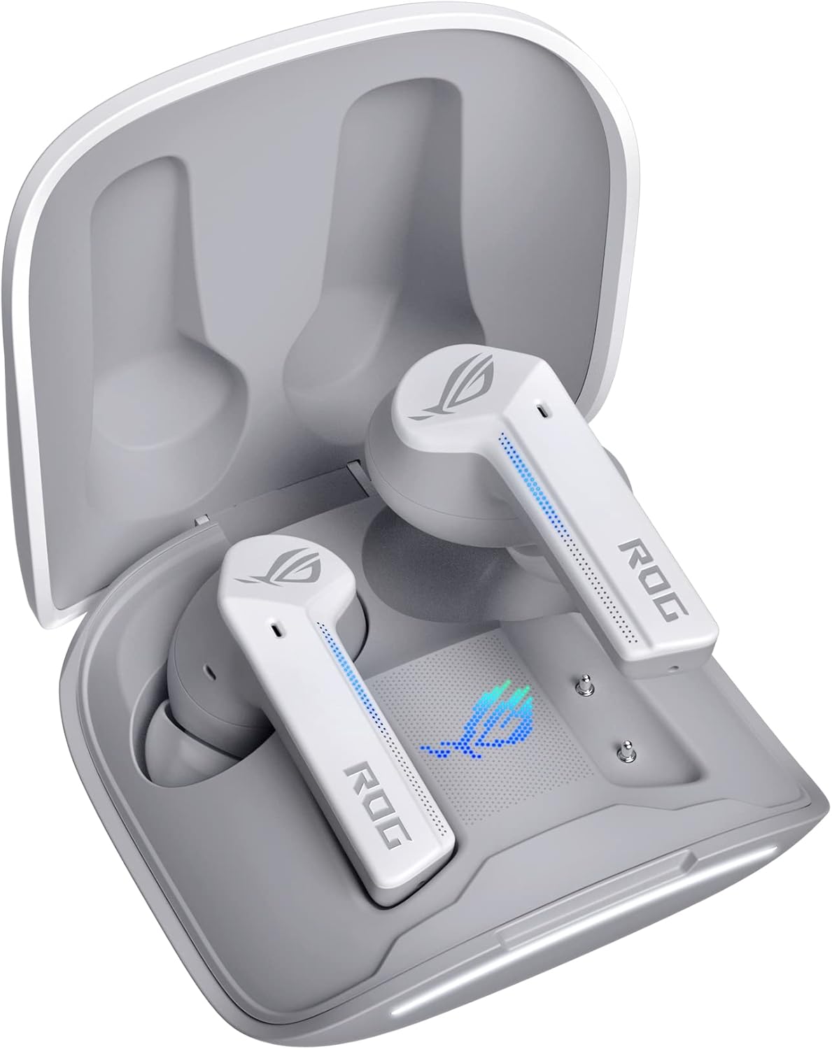 ASUS ROG Cetra True Wireless Gaming Headphones (Low-Latency Bluetooth Earbuds, Active Noise Cancelation, 27-Hour Battery Life, IPX4 Water Resistance, Wireless Charging)- White image 1