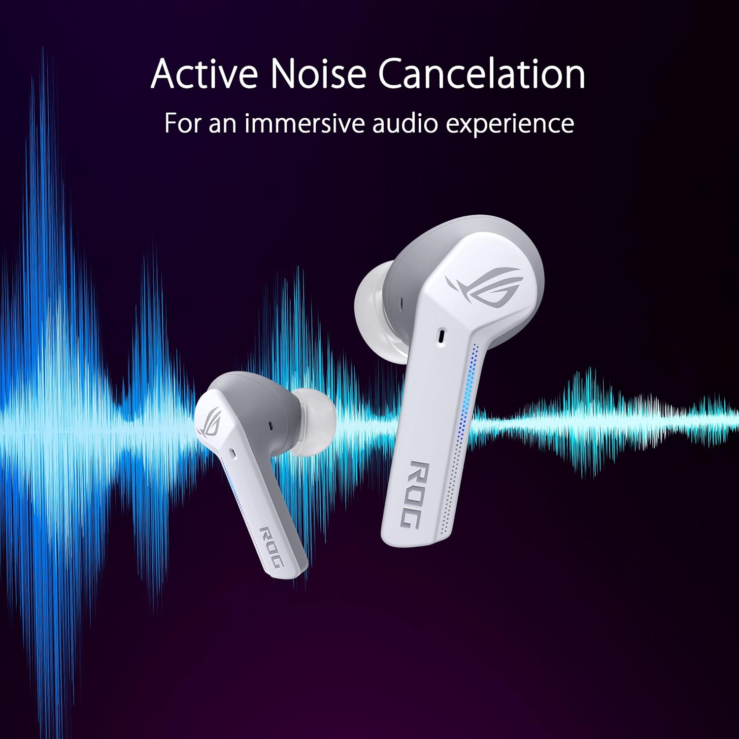 ASUS ROG Cetra True Wireless Gaming Headphones (Low-Latency Bluetooth Earbuds, Active Noise Cancelation, 27-Hour Battery Life, IPX4 Water Resistance, Wireless Charging)- White image 5