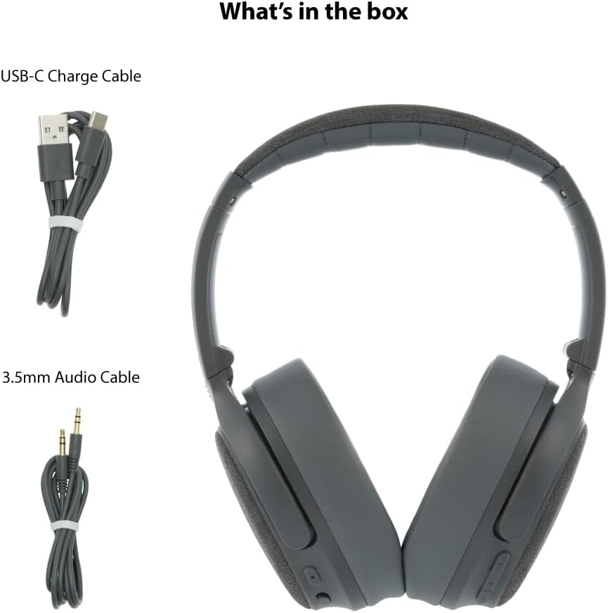 Made for Amazon, Active Noise Cancelling Bluetooth Headphones with Built-in Microphone | Grey image 6