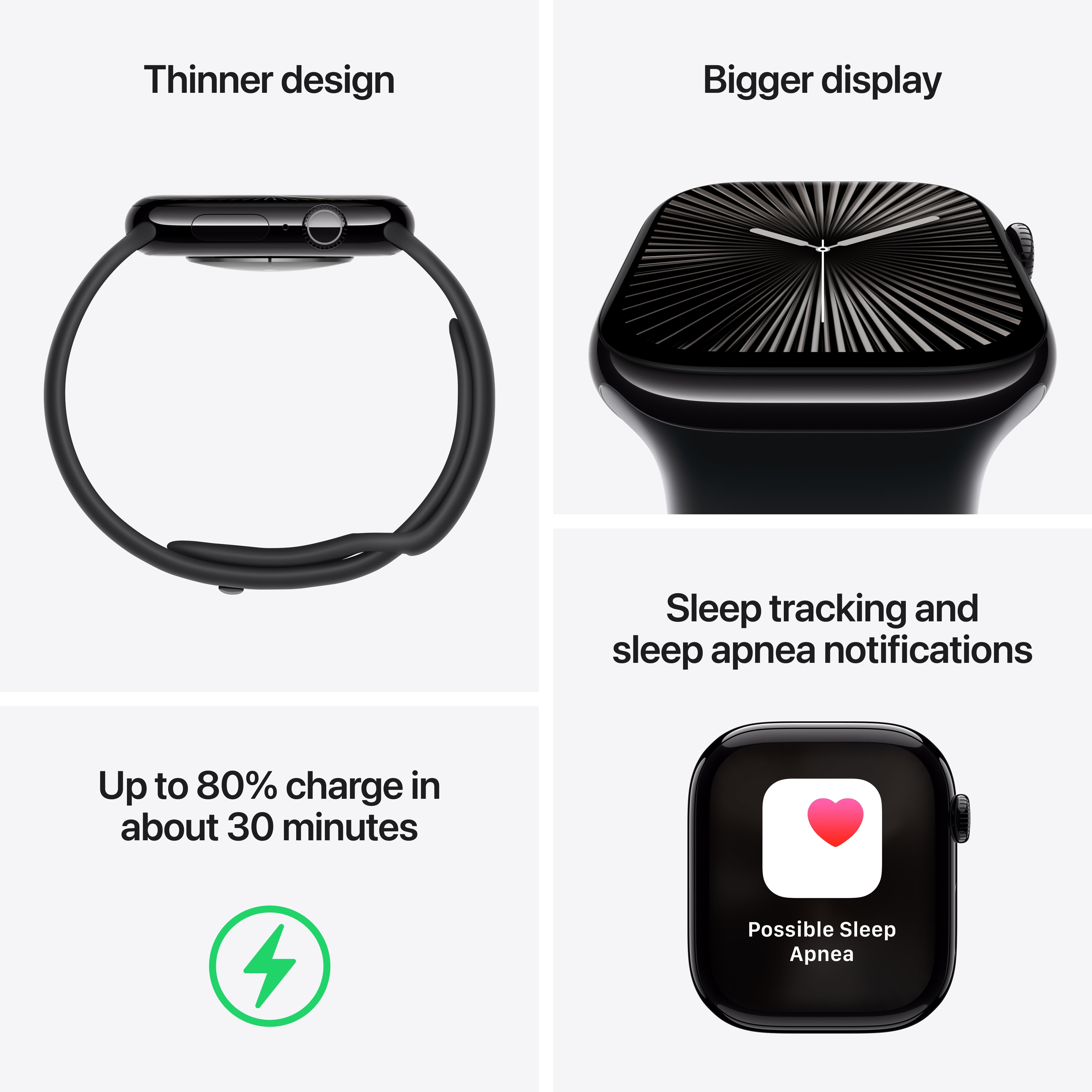 Apple Watch Series 10 GPS 46mm Jet Black Aluminum Case with Ink Sport Loop image 3