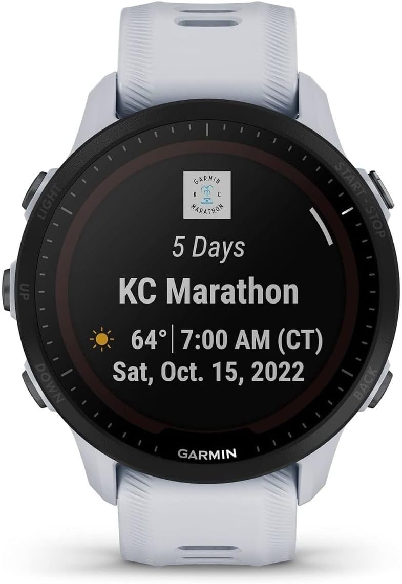 Garmin Forerunner® 955, GPS Running Smartwatch, Tailored to Triathletes, Long-Lasting Battery, Whitestone image 2