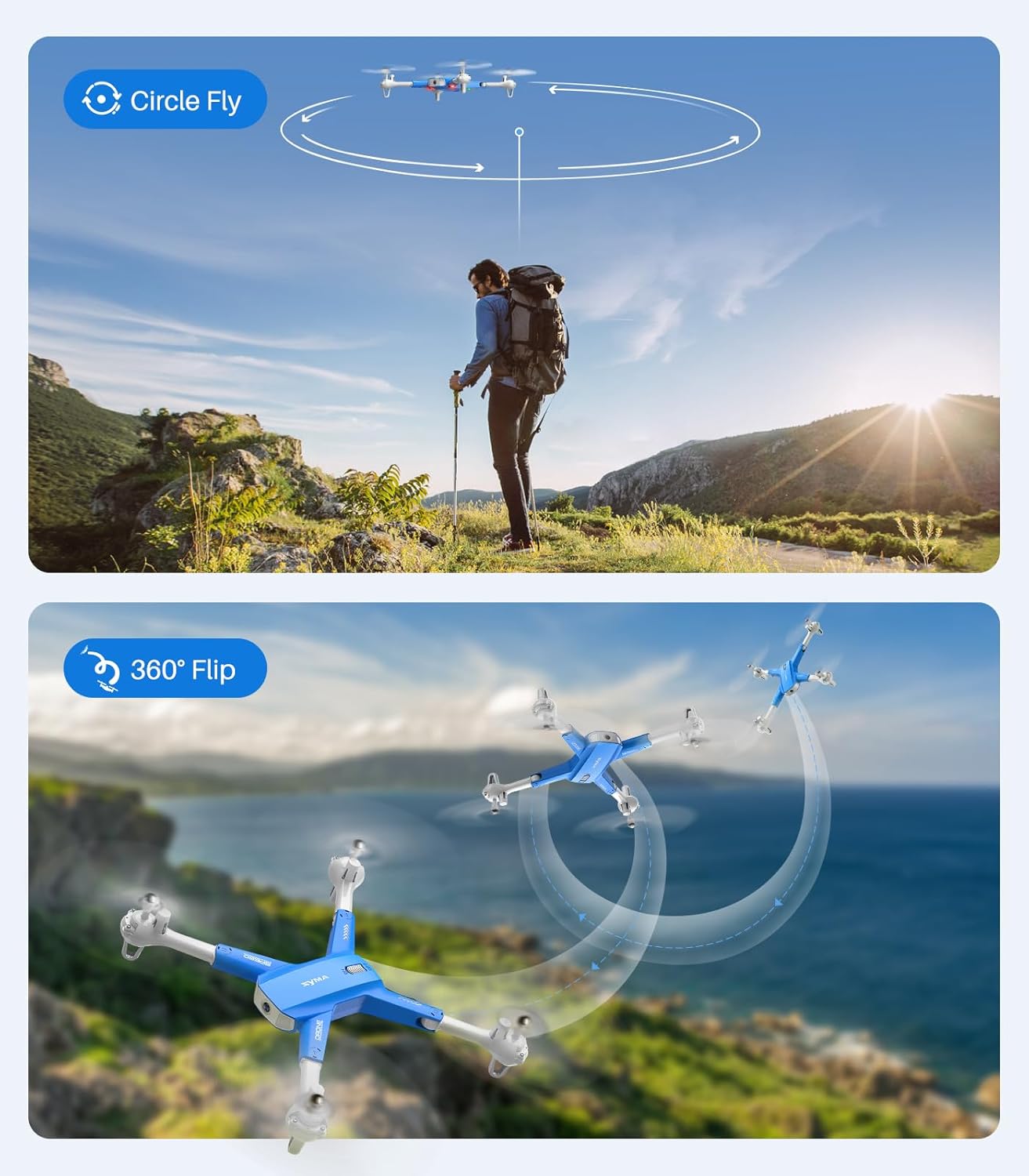 SYMA Drone with Camera for Adults Kids,1080P FPV Camera RC Quadcopter with Altitude Hold, One Key Start, 3D Flips, 2 Batteries Remote Control Helicopter Flying Toys Gifts for Boys Girls image 6