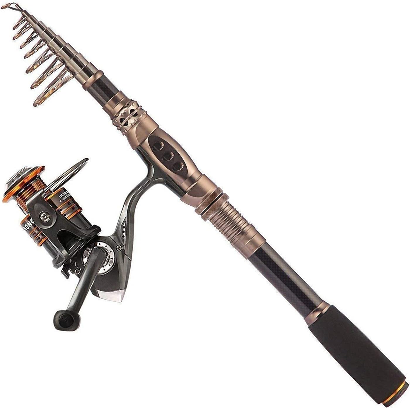 PLUSINNO Fishing Rod and Reel Combos Carbon Fiber Telescopic Fishing Pole with Reel Combo Sea Saltwater Freshwater Kit Fishing Rod Kit image 1