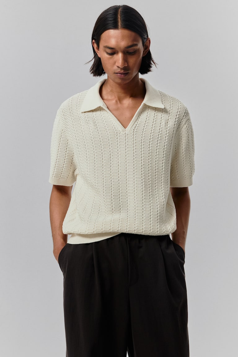 Regular-Fit Textured-Knit Polo Shirt image 2