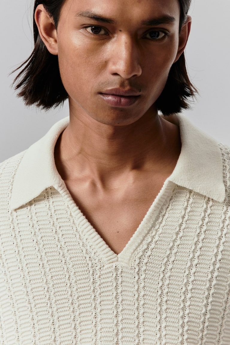 Regular-Fit Textured-Knit Polo Shirt image 4