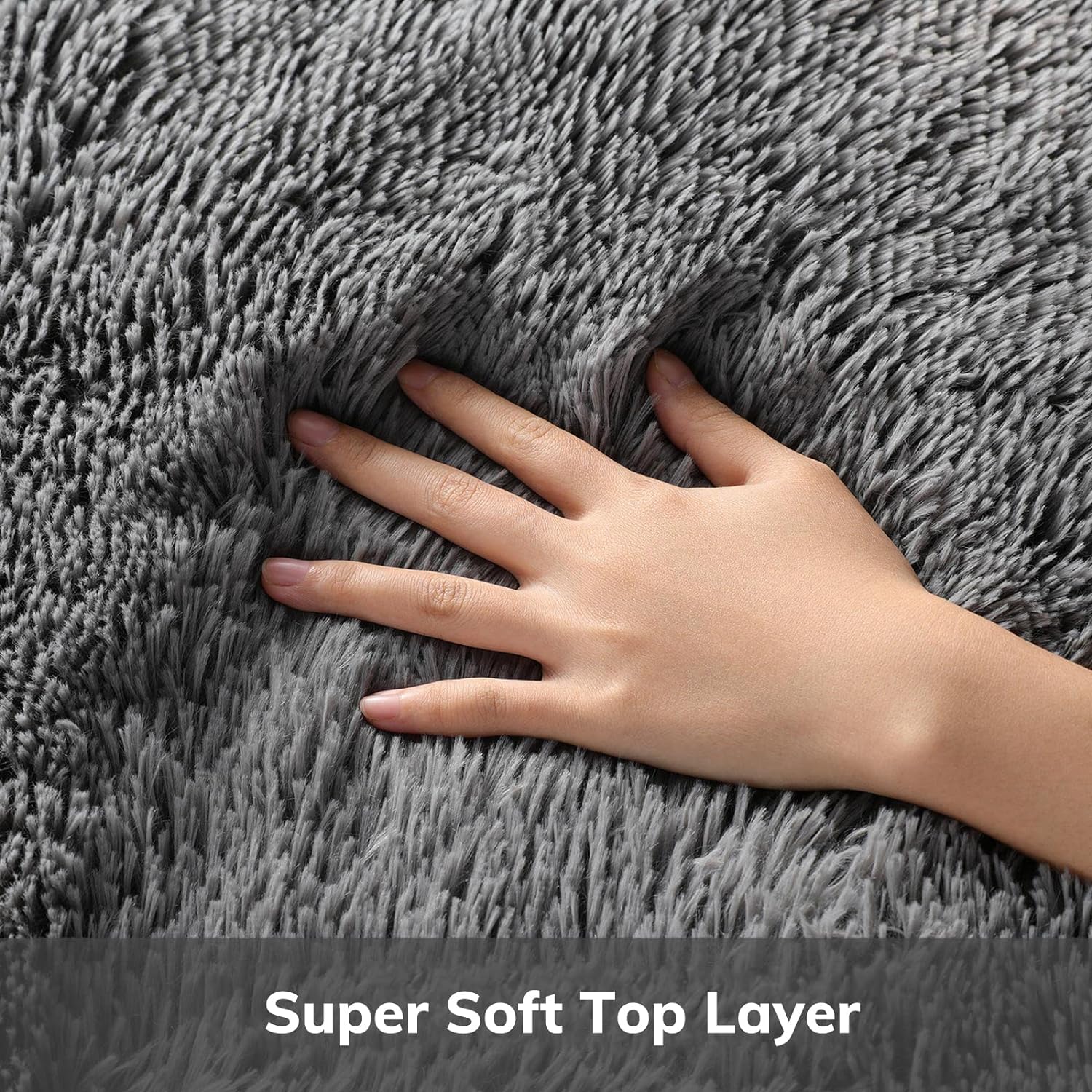 Ophanie Area Rugs for Bedroom, Upgrade Non-Slip Grey Fluffy Soft Shag Carpet, Indoor Floor Gray 4x6 Fuzzy Shaggy Living Room Plush Rug for Kids Home Dorm Decor Aesthetic image 2