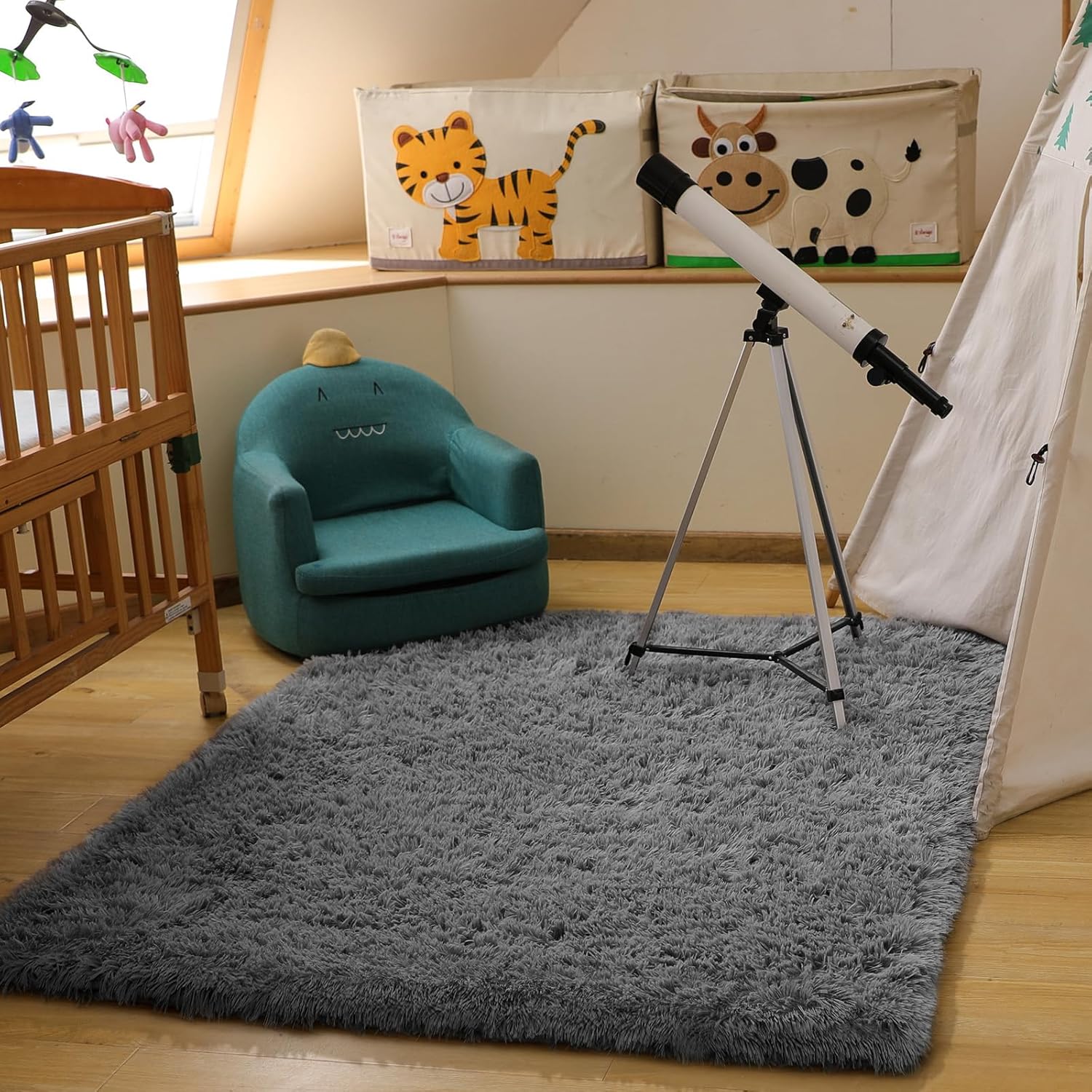 Ophanie Area Rugs for Bedroom, Upgrade Non-Slip Grey Fluffy Soft Shag Carpet, Indoor Floor Gray 4x6 Fuzzy Shaggy Living Room Plush Rug for Kids Home Dorm Decor Aesthetic image 6