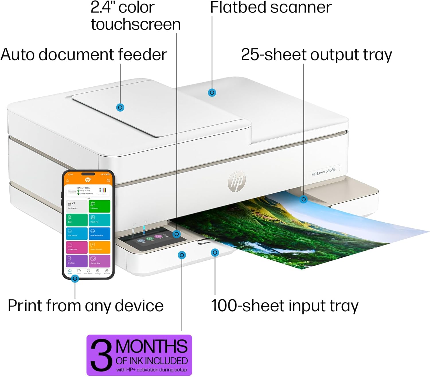 HP Envy 6555e Wireless All-in-One Color Inkjet Printer, Print, scan, Copy, Duplex Printing Best-for-Home, 3 month Instant Ink trial included (714N5A) image 4