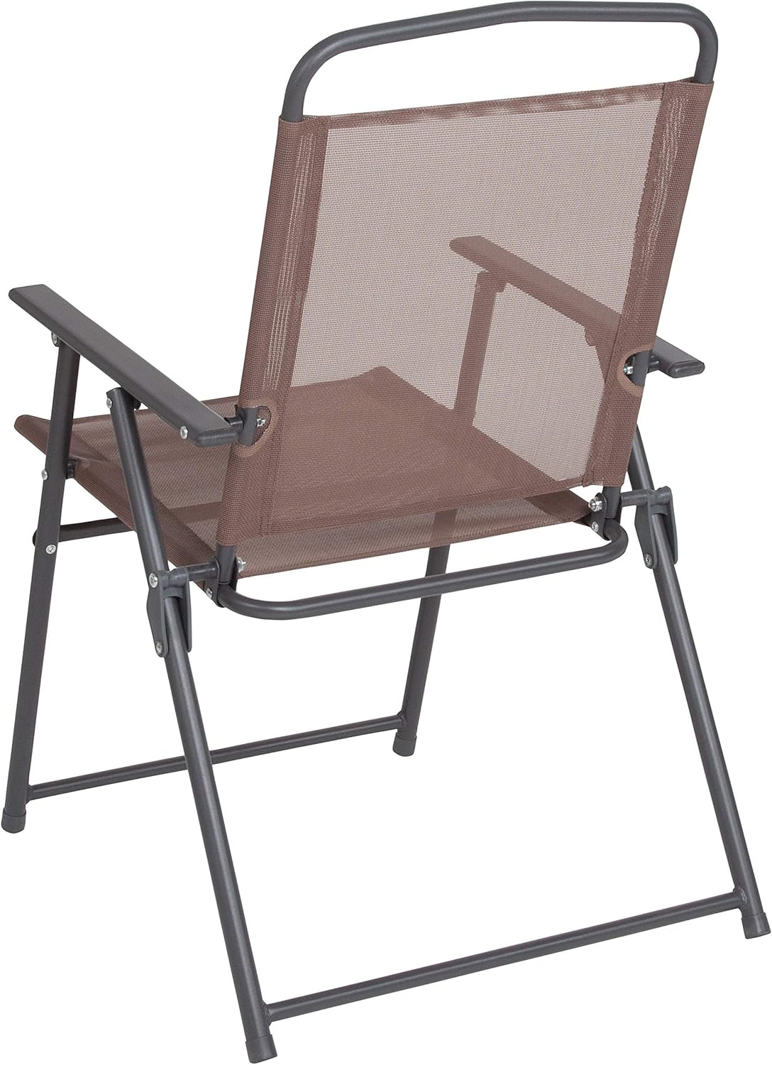 Flash Furniture Nantucket 6-Piece Patio Dining Set with Glass Table, 4 Folding Chairs, and Umbrella, Outdoor Patio Set, Brown image 12