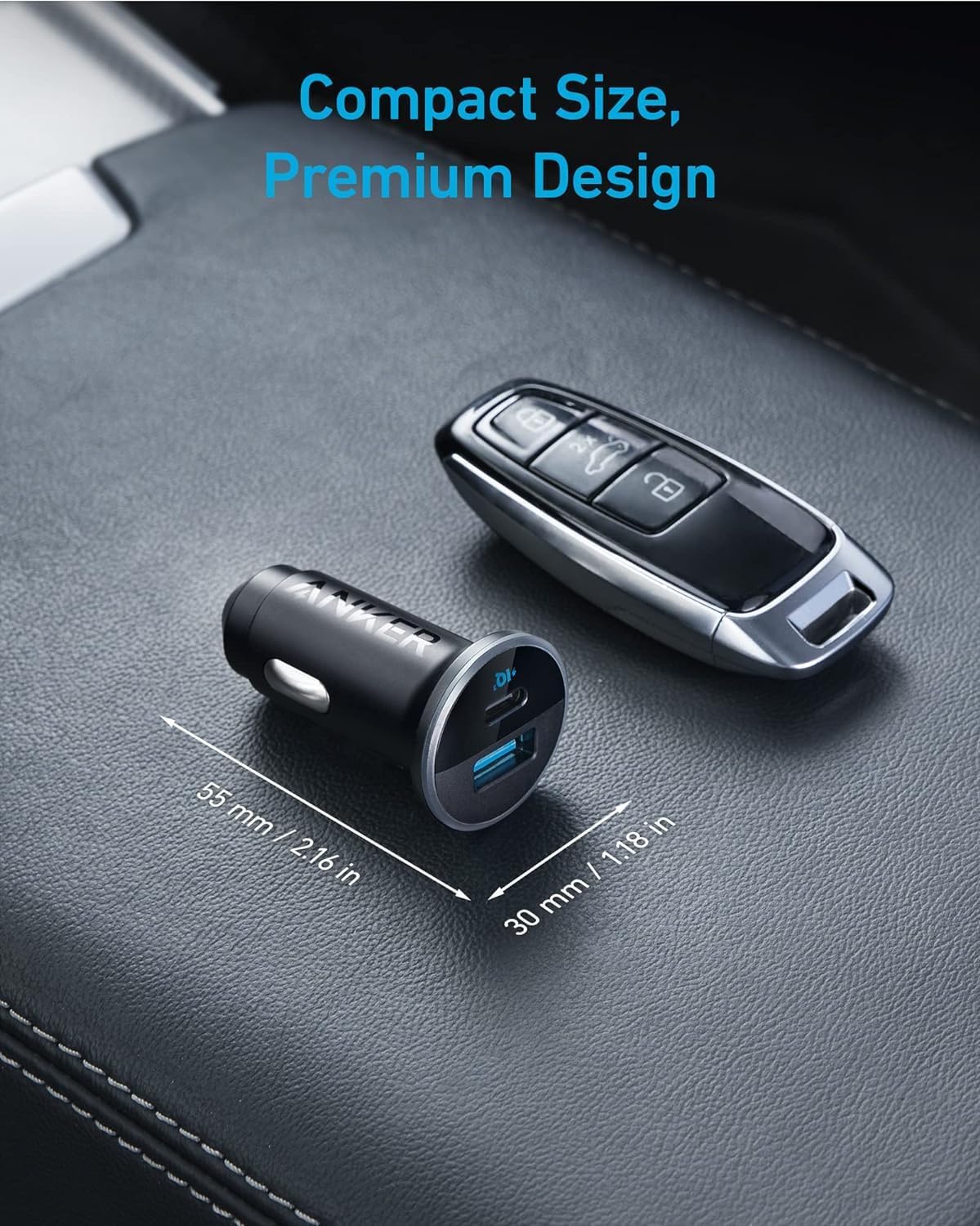 Anker 323 USB-C Car Charger Adapter, 52.5W Cigarette Lighter Charger with 30W PowerIQ 3.0 Fast Charging for iPhone 15/15 Pro Max, 14/13/12 Series, Galaxy S23/22, Pixel image 6