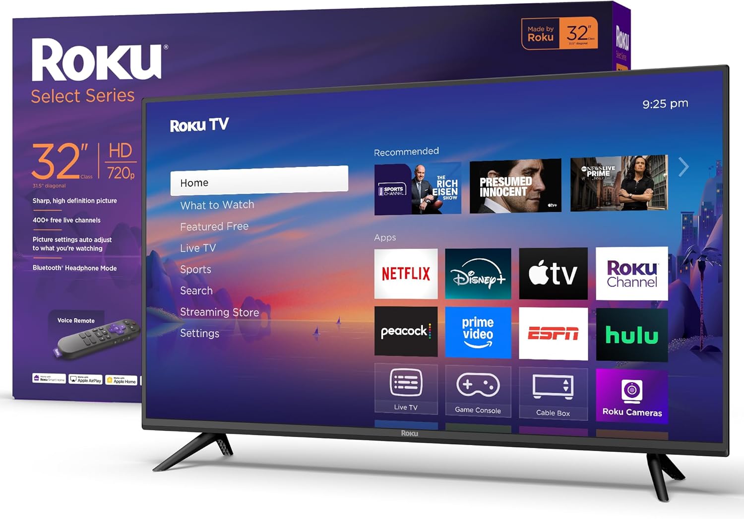 Roku Smart TV 2025 – 32-Inch Select Series, 720p HD TV – RokuTV with Voice Remote – Flat Screen LED Television with Wi-Fi for Streaming Live Local News, Sports, Family Entertainment - Amazon Exclusive image 1