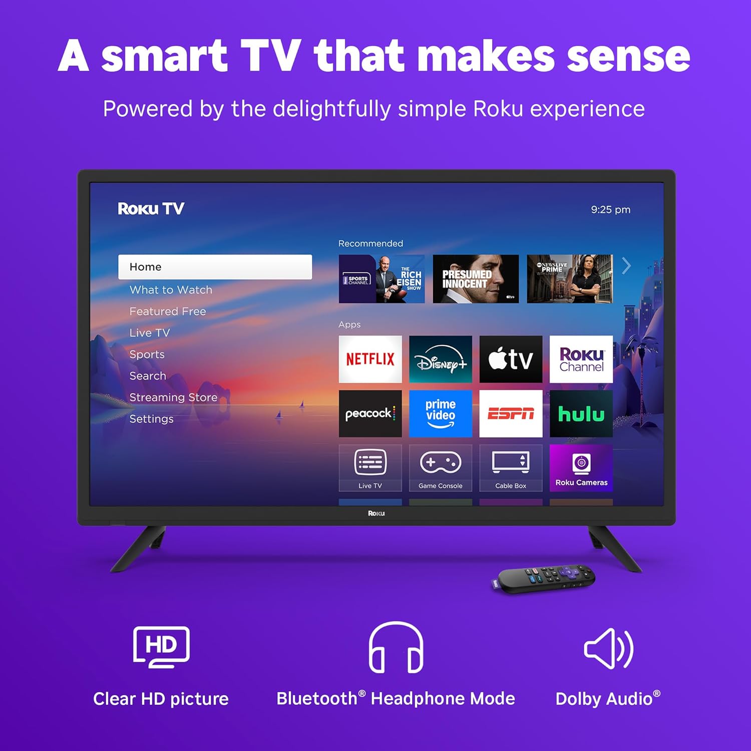 Roku Smart TV 2025 – 32-Inch Select Series, 720p HD TV – RokuTV with Voice Remote – Flat Screen LED Television with Wi-Fi for Streaming Live Local News, Sports, Family Entertainment - Amazon Exclusive image 3