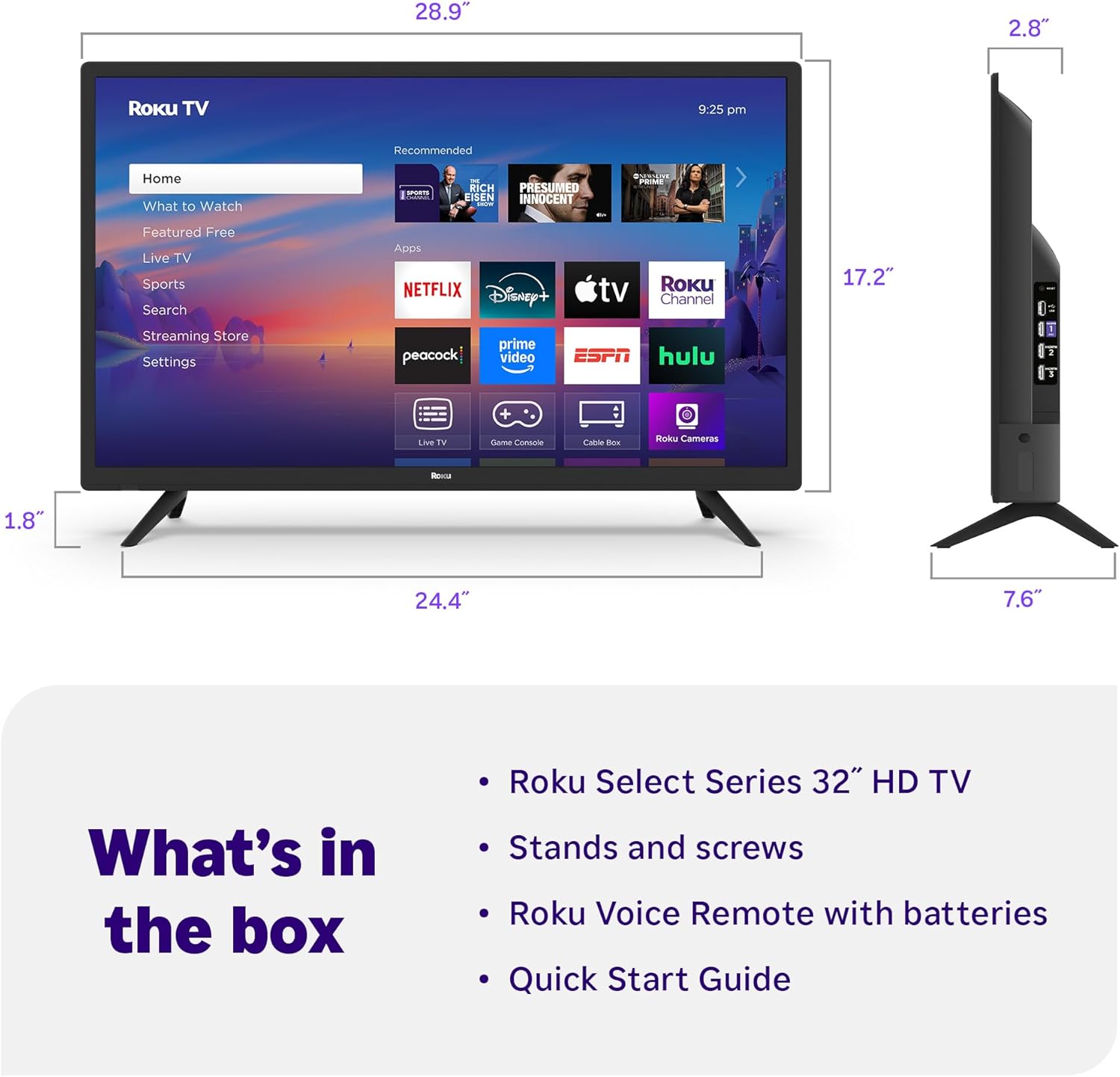 Roku Smart TV 2025 – 32-Inch Select Series, 720p HD TV – RokuTV with Voice Remote – Flat Screen LED Television with Wi-Fi for Streaming Live Local News, Sports, Family Entertainment - Amazon Exclusive image 9