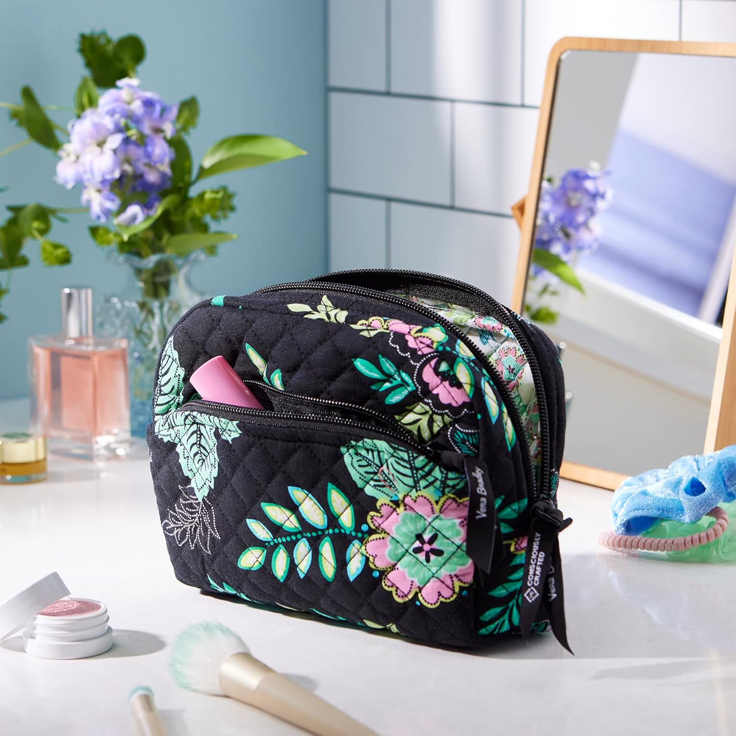 Vera Bradley Women's Cotton Medium Cosmetic Makeup Organizer Bag image 3