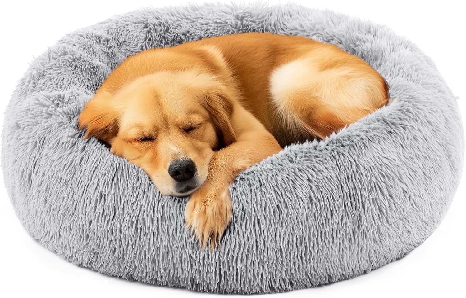 DUMOS Donut Dog Bed, Washable Dog Couch Bed with Removable Cover, Waterproof Pet Bed for Small Size Dogs, Memory Foam Pet Bed Non-Slip Base, Gray image 1