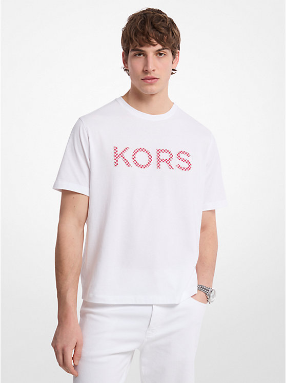 Geometric Print Logo Cotton T-Shirt image 1