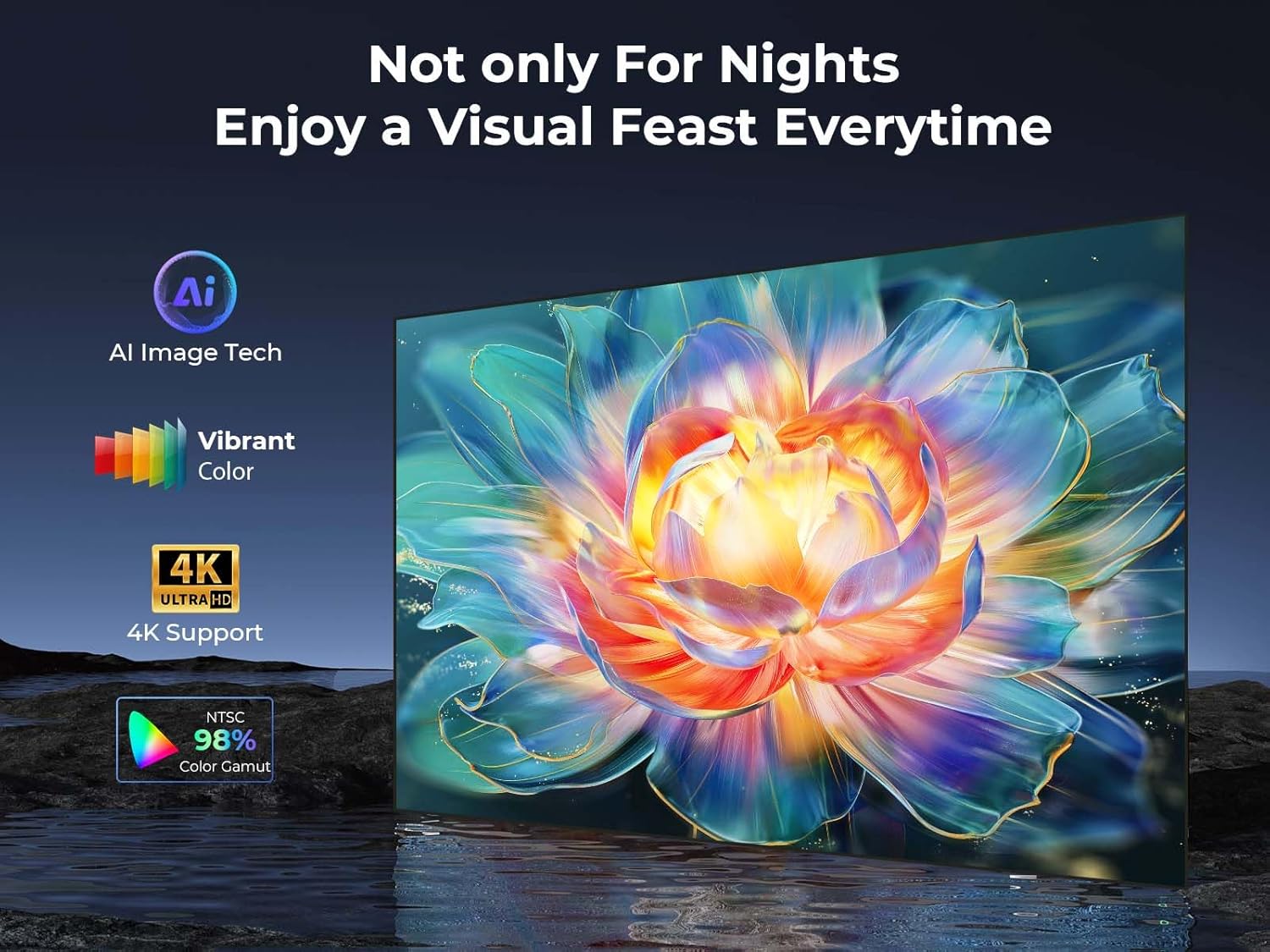 GooDee Smart 4K Projector with 5G WIFI and Bluetooth, Netflix/Amazn Prime Video Certified, Dolby Audio, 800ANSI Outdoor Projector, 400" Zoom Home Theater Projector Compatible with TV Stick,iOS,Android image 4