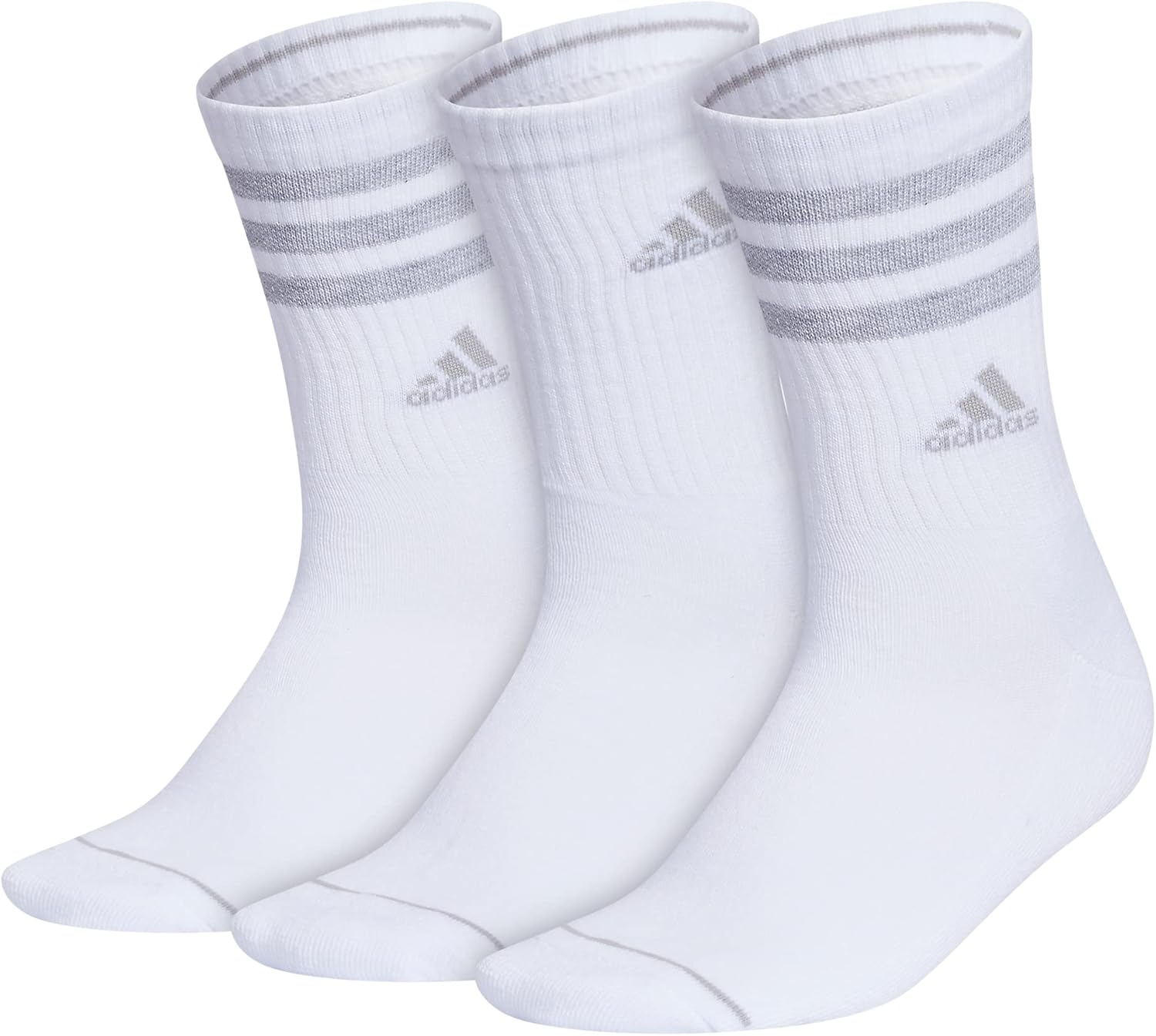 adidas Women's Crew Socks with Arch Compression 3-Pack, Comfortable, Sweat-Wicking, Stylish 3-Stripe image 1