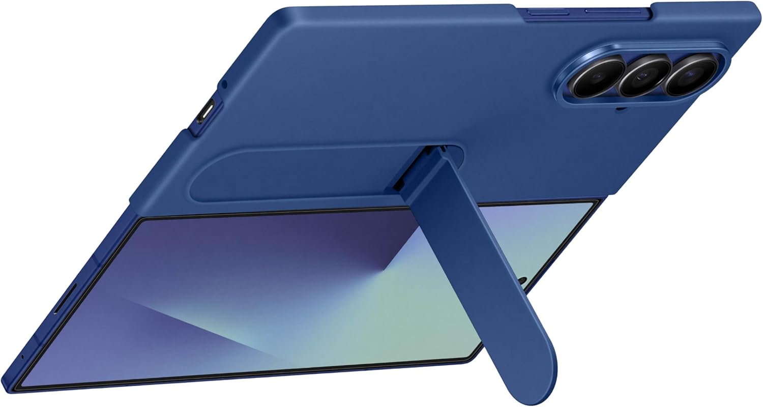 Samsung Galaxy Z Fold7 Silicone Phone Case, Protective Cover with Stand, Secure Grip, Soft, Comfortable Design, US Version, Navy image 5