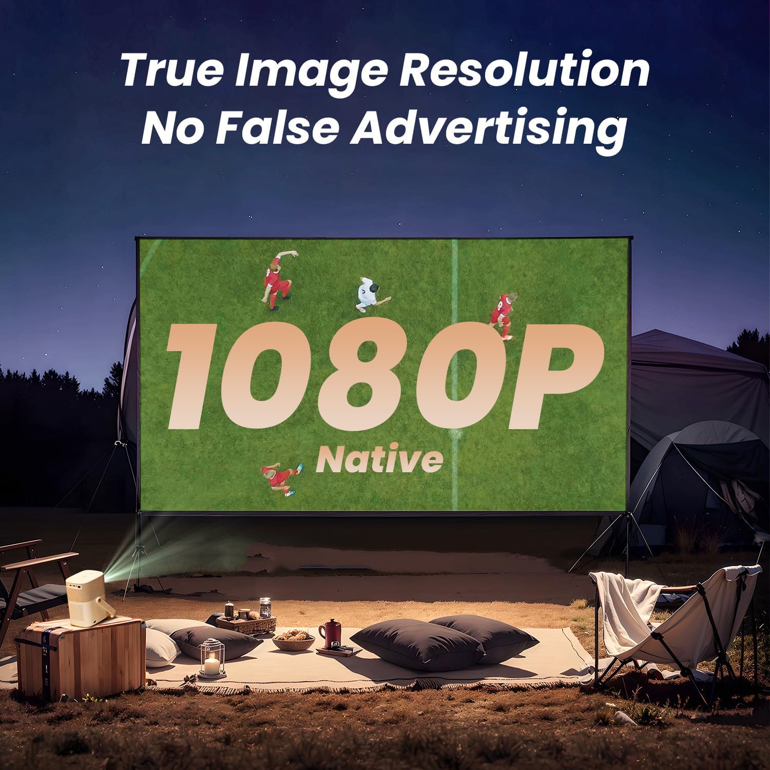 [Sound by JBL & Built-in Battery] Yaber T2 Outdoor Projector with WiFi 6 and Bluetooth, Native 1080P Smart Movie Portable Projector for Inside and Outside, Compatible with TV Dongle (Not included) image 3