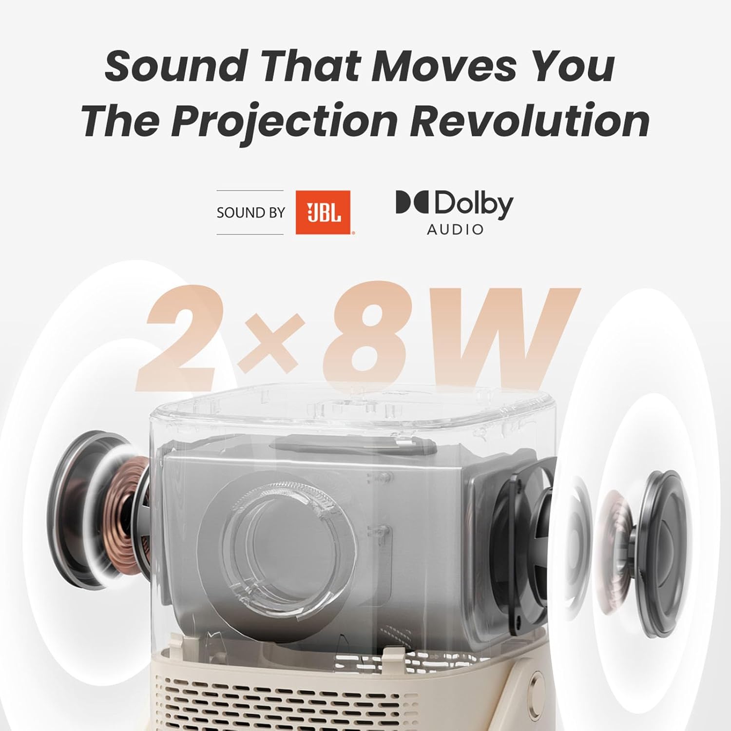 [Sound by JBL & Built-in Battery] Yaber T2 Outdoor Projector with WiFi 6 and Bluetooth, Native 1080P Smart Movie Portable Projector for Inside and Outside, Compatible with TV Dongle (Not included) image 4