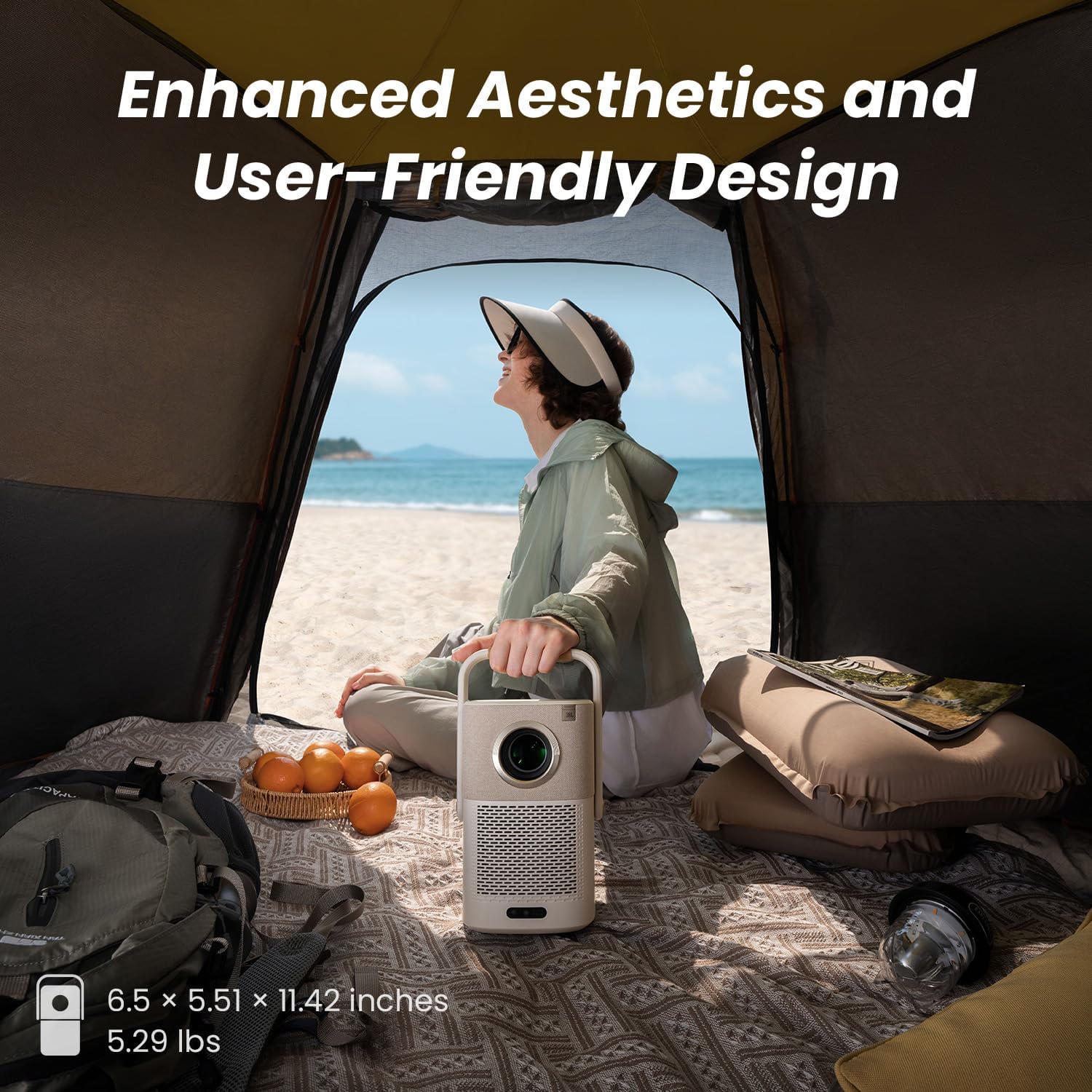 [Sound by JBL & Built-in Battery] Yaber T2 Outdoor Projector with WiFi 6 and Bluetooth, Native 1080P Smart Movie Portable Projector for Inside and Outside, Compatible with TV Dongle (Not included) image 8