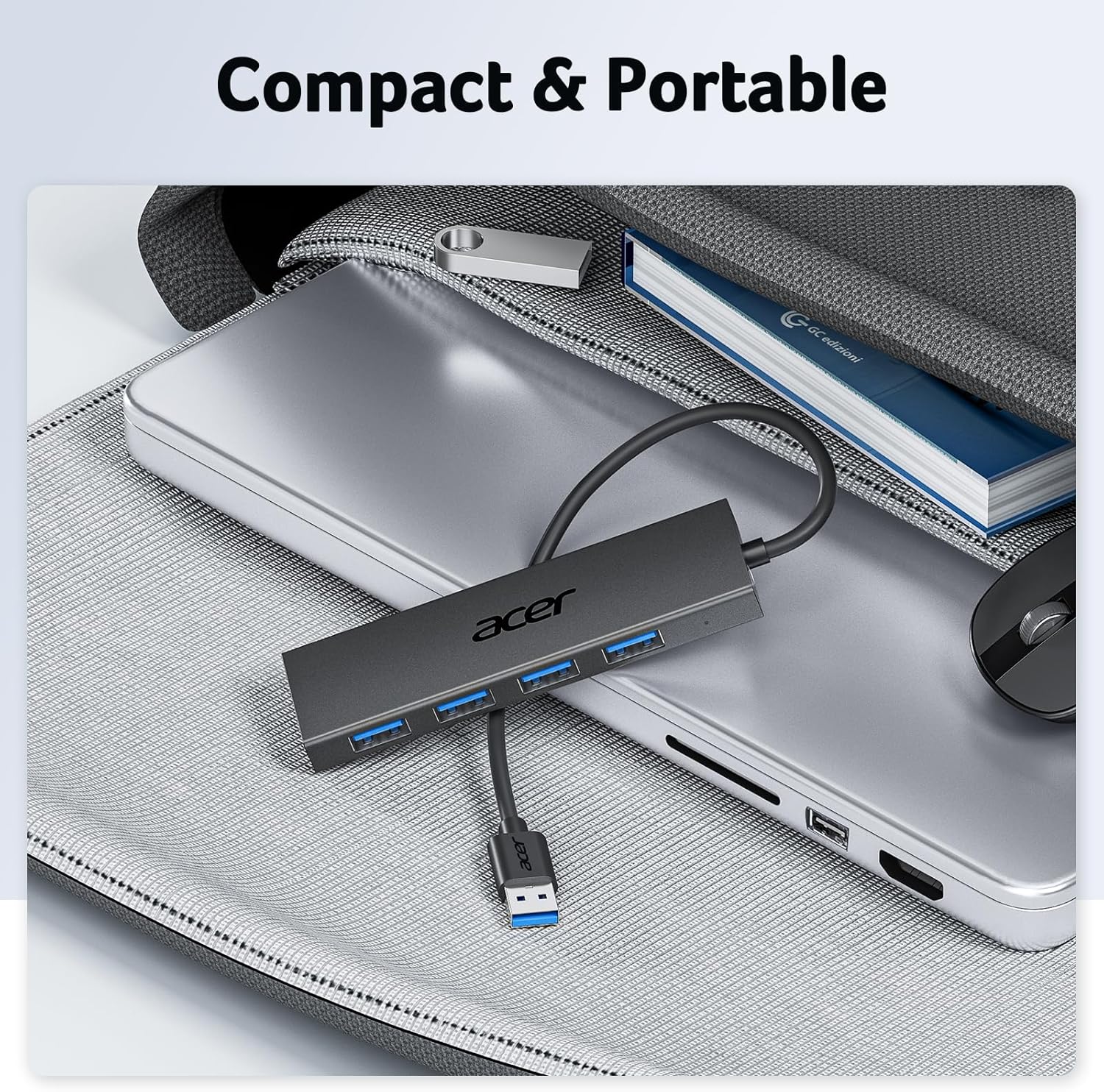 Acer USB Hub 4 Ports, Multiple USB 3.0 Hub, USBA Splitter for Laptop with Type C Power Port, Extender for A Port Laptop, PC, Desktop and More (2ft) image 8