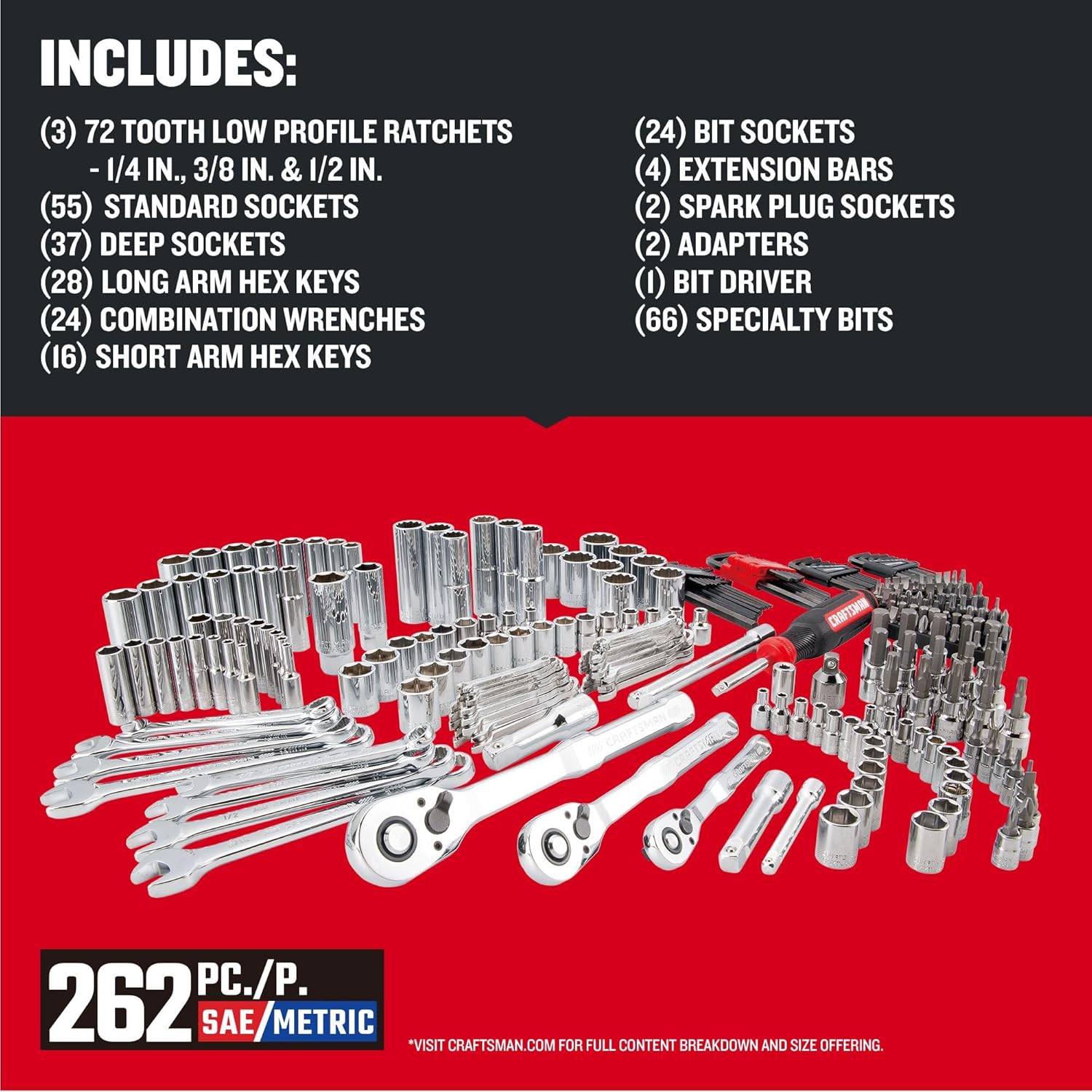 Craftsman 262-Piece Mechanic Tool Set, Master Socket Set with 3-Drawer VERSASTACK Tool Box, SAE/Metric Set (CMMT45309) image 4