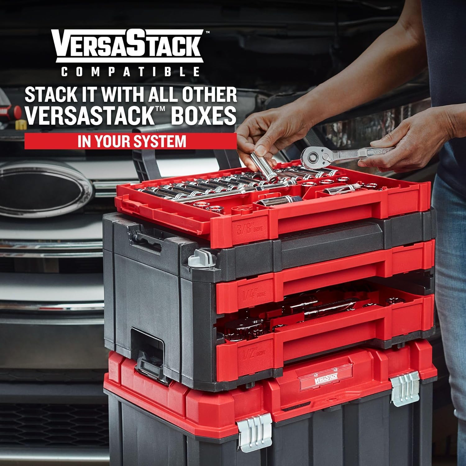 Craftsman 262-Piece Mechanic Tool Set, Master Socket Set with 3-Drawer VERSASTACK Tool Box, SAE/Metric Set (CMMT45309) image 8