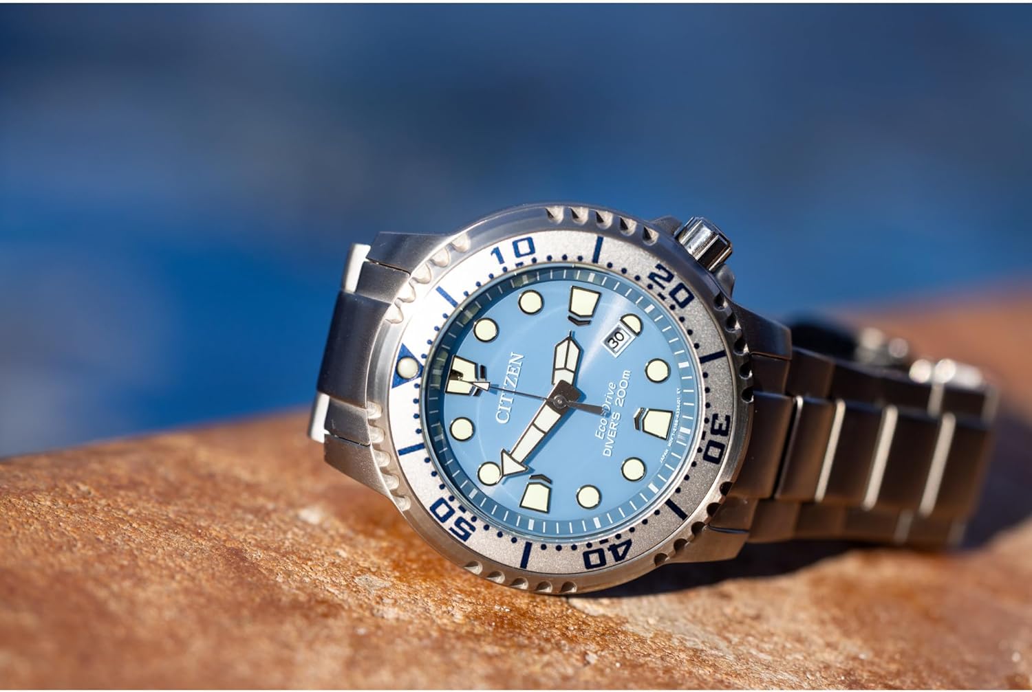Citizen Men's Eco-Drive Promaster Dive Watch, Light Blue Dial, Silver-Tone Stainless Steel Bracelet (Model: BN0165-55L) image 6