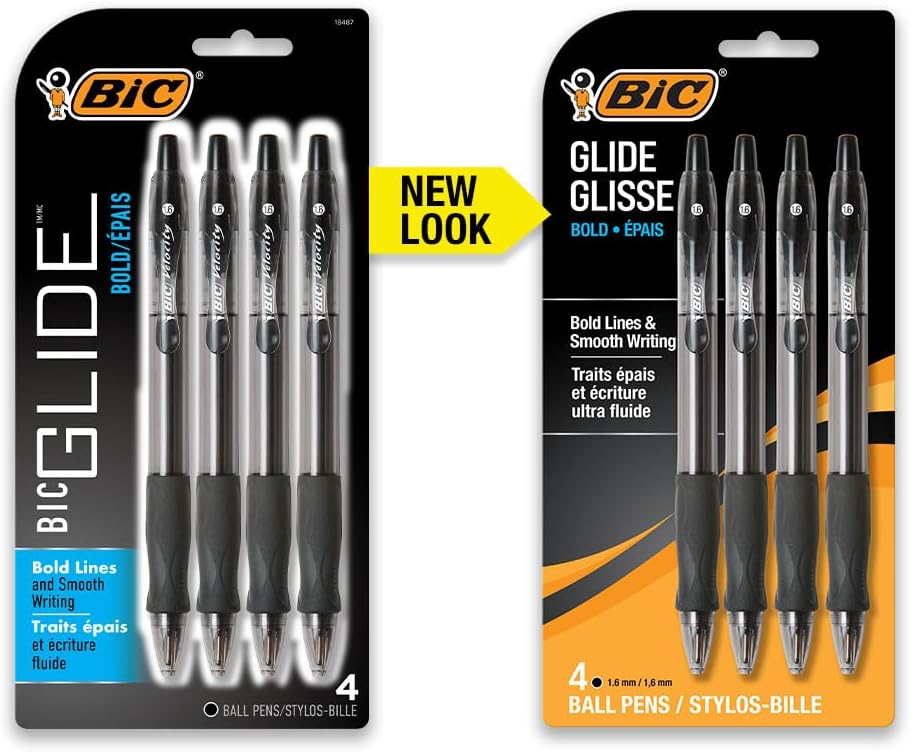BIC Glide Bold Retractable Ball Point Pen, Bold Point (1.6mm), Black, Great For Everyday Use, 4-Count image 2