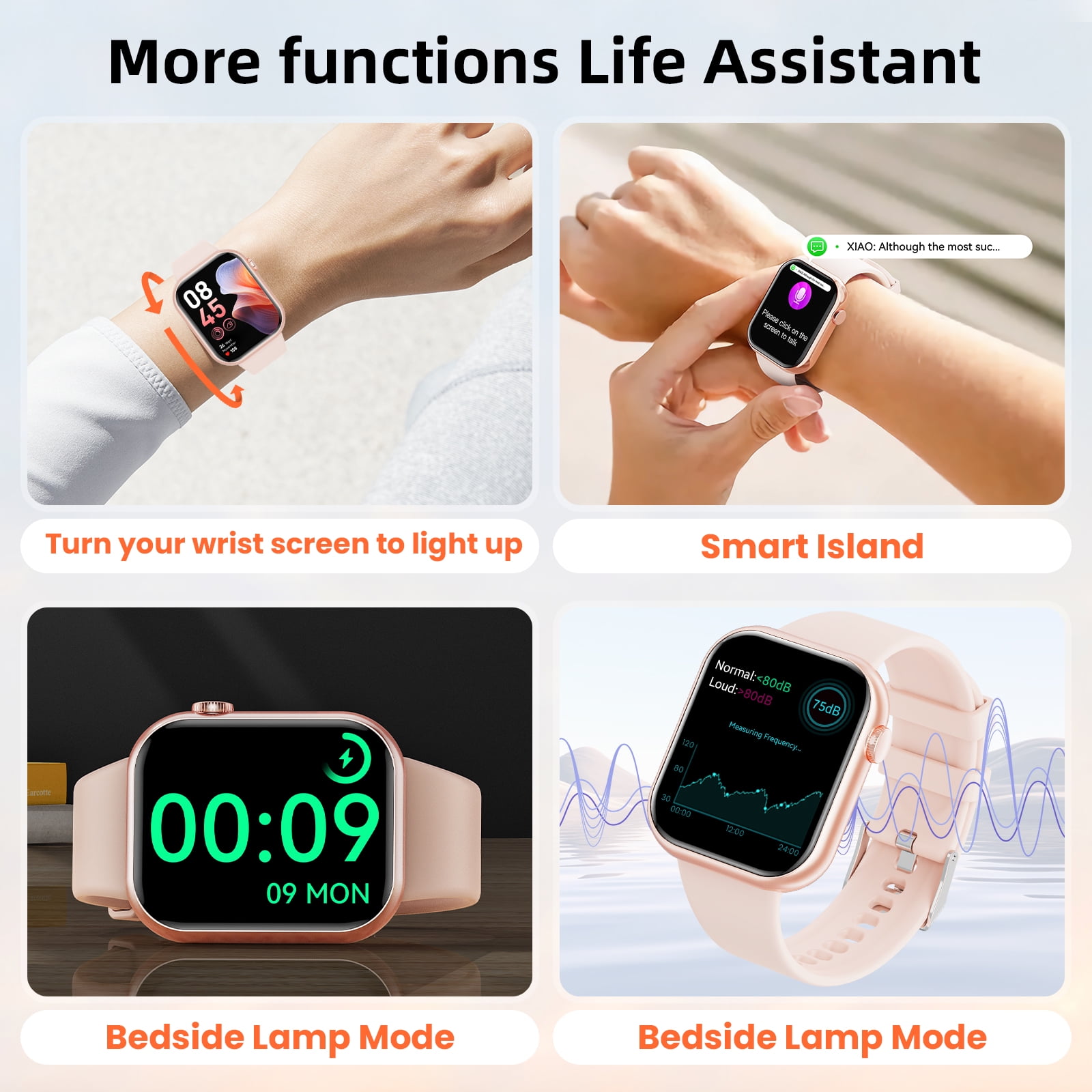 Mingdaln 2025 New 1.85-inch Men Women's Smartwatch with Answer/Make Calls/120+Sports Modes/10 Days Standby, IP68 Waterproof Fitness Tracker Fits for Android Iphone Devices, perfect gift（Pink） image 2