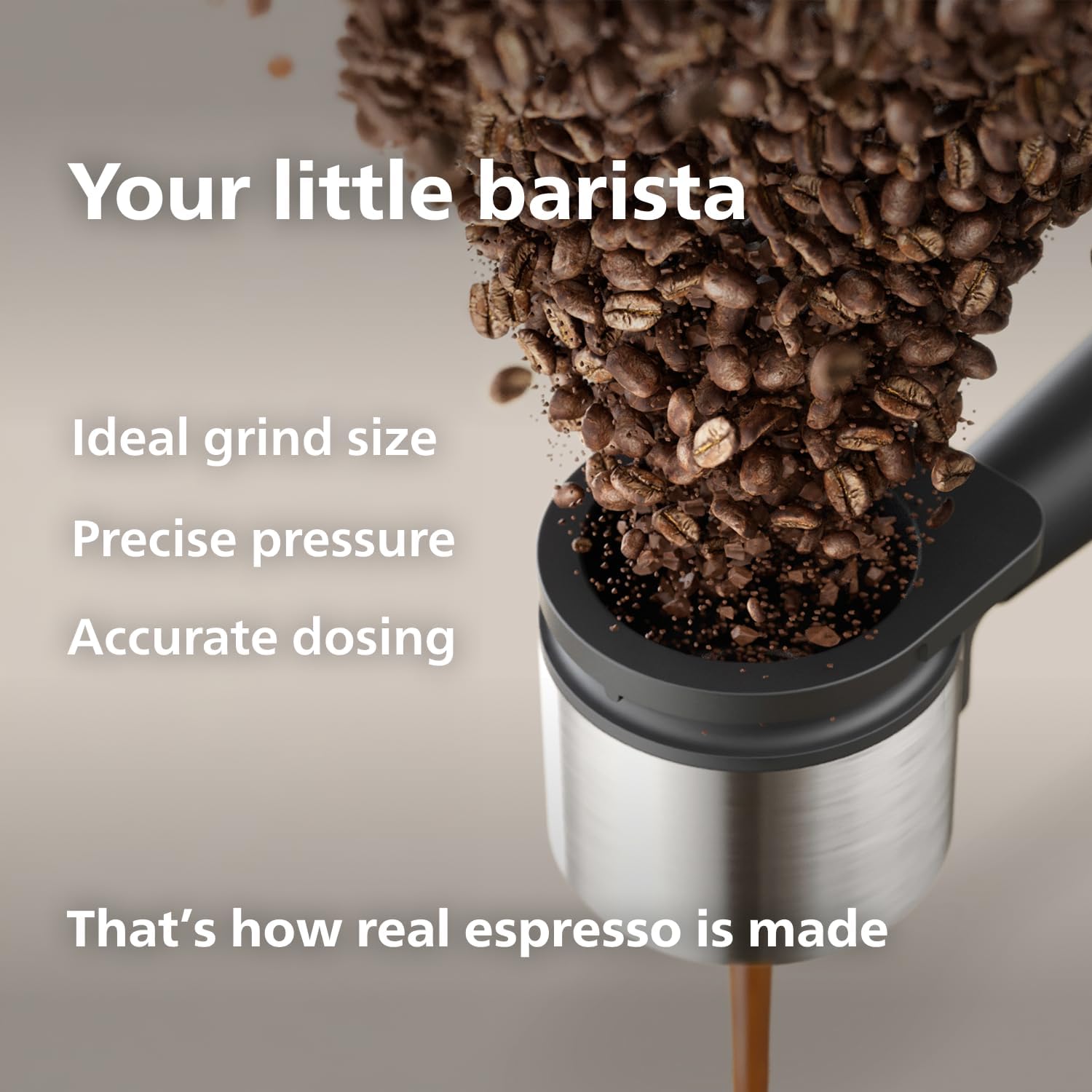 Philips Baristina Espresso Machine+Milk Frother Bundle. Real espresso. Compact coffee machine, portafilter, grinder, Cafe Crema. Dairy & Non-Dairy Milk foam​. Hot & Cold. Easy Clean. Black (BAR303/60) image 4