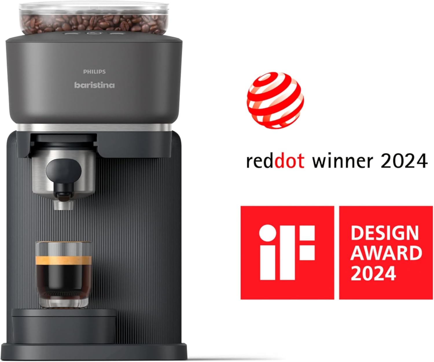 Philips Baristina Espresso Machine+Milk Frother Bundle. Real espresso. Compact coffee machine, portafilter, grinder, Cafe Crema. Dairy & Non-Dairy Milk foam​. Hot & Cold. Easy Clean. Black (BAR303/60) image 8