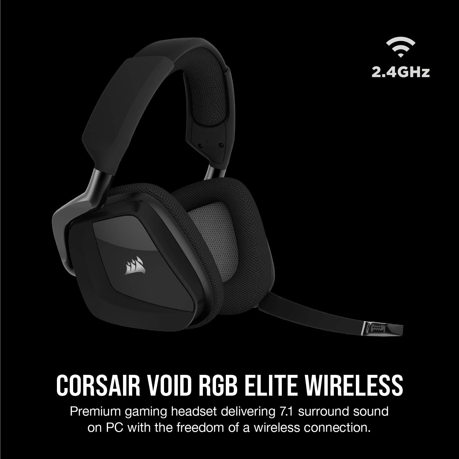 CORSAIR VOID RGB ELITE Wireless Gaming Headset – 7.1 Surround Sound – Omni-Directional Microphone – Microfiber Mesh Earpads – Up to 40ft Range – iCUE Compatible – PC, Mac, PS5, PS4 – Carbon image 2