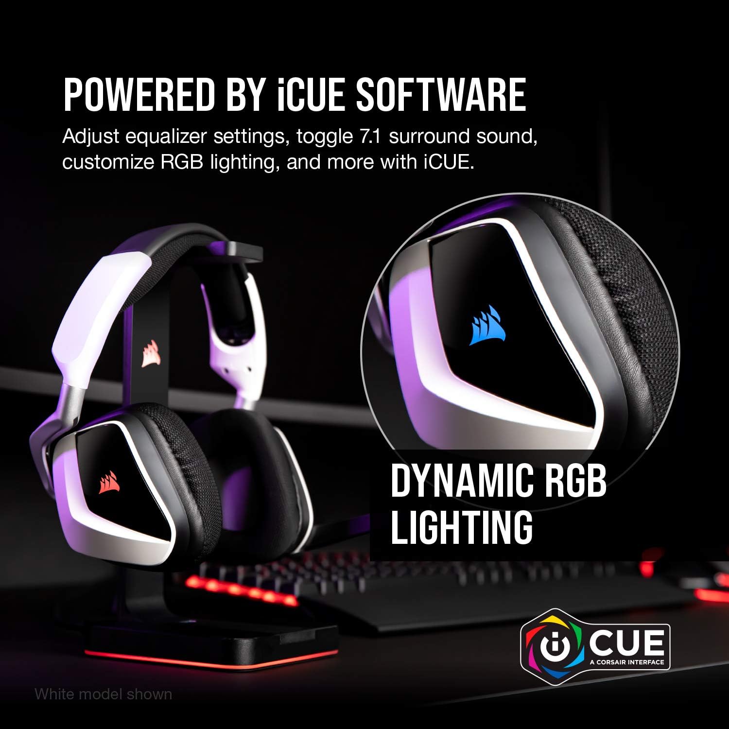 CORSAIR VOID RGB ELITE Wireless Gaming Headset – 7.1 Surround Sound – Omni-Directional Microphone – Microfiber Mesh Earpads – Up to 40ft Range – iCUE Compatible – PC, Mac, PS5, PS4 – Carbon image 7