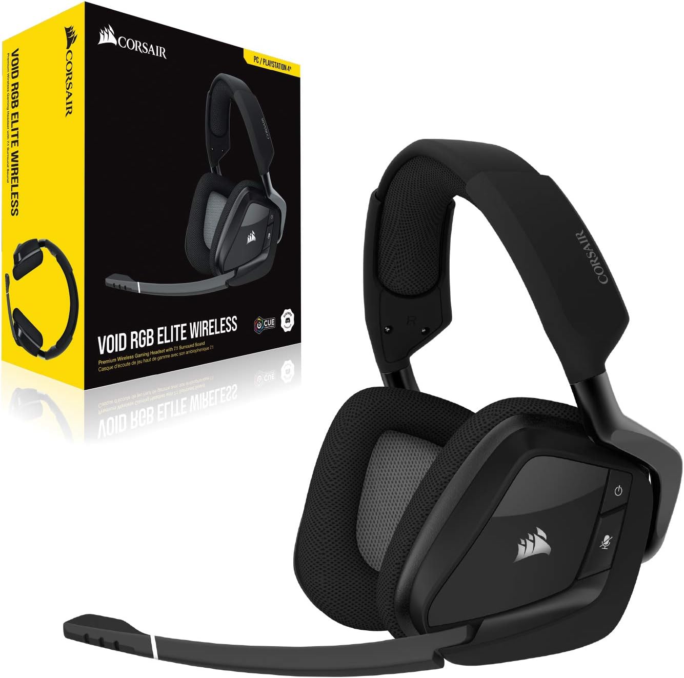 CORSAIR VOID RGB ELITE Wireless Gaming Headset – 7.1 Surround Sound – Omni-Directional Microphone – Microfiber Mesh Earpads – Up to 40ft Range – iCUE Compatible – PC, Mac, PS5, PS4 – Carbon image 8
