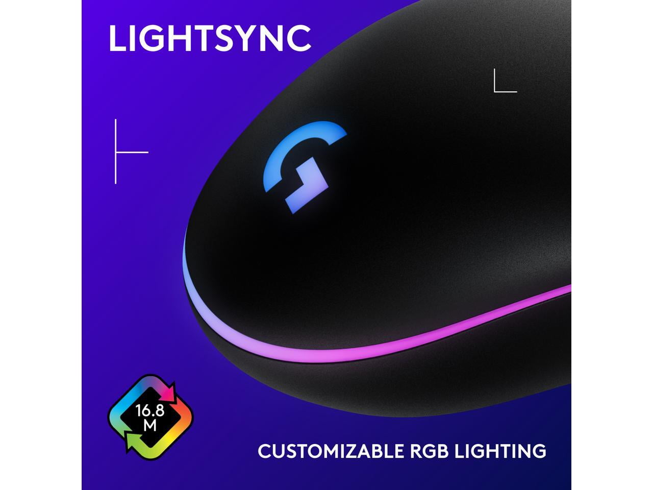 Logitech G203 Wired Gaming Mouse, 8,000 DPI, Rainbow Optical Effect LIGHTSYNC RGB, 6 Programmable Buttons, On-Board Memory, Screen Mapping, PC/Mac Computer and Laptop Compatible - Black image 4