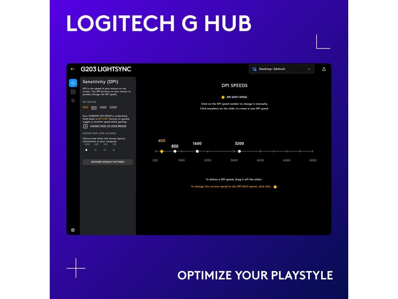 Logitech G203 Wired Gaming Mouse, 8,000 DPI, Rainbow Optical Effect LIGHTSYNC RGB, 6 Programmable Buttons, On-Board Memory, Screen Mapping, PC/Mac Computer and Laptop Compatible - Black image 5