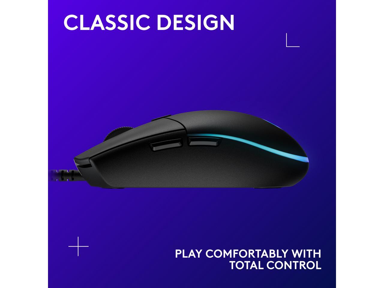 Logitech G203 Wired Gaming Mouse, 8,000 DPI, Rainbow Optical Effect LIGHTSYNC RGB, 6 Programmable Buttons, On-Board Memory, Screen Mapping, PC/Mac Computer and Laptop Compatible - Black image 7