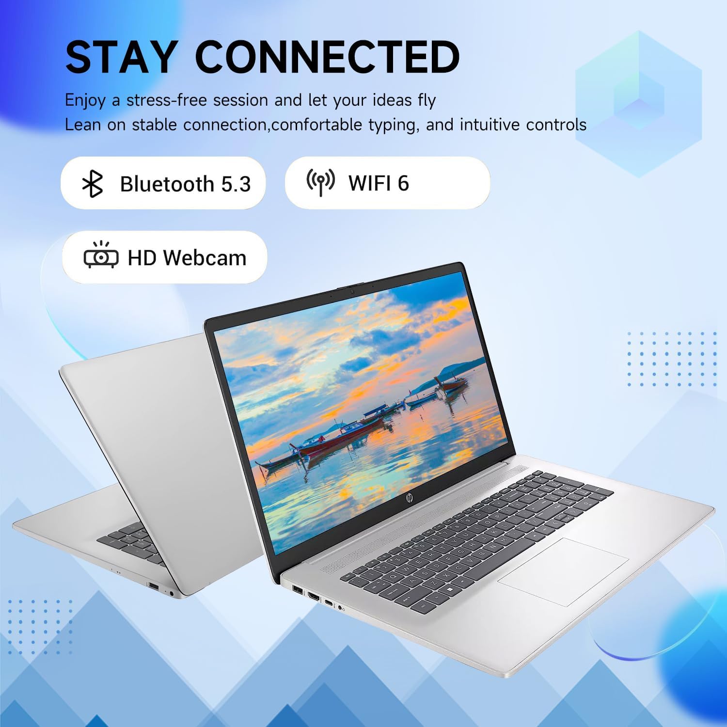 HP Premium 17.3" Touchscreen Laptop, 8-Cores Intel Core i3-N305, 16GB RAM, 128GB eMMC + 1TB SSD, Webcam, HDMI, Wi-Fi 6, Windows 11 S, Silver image 3