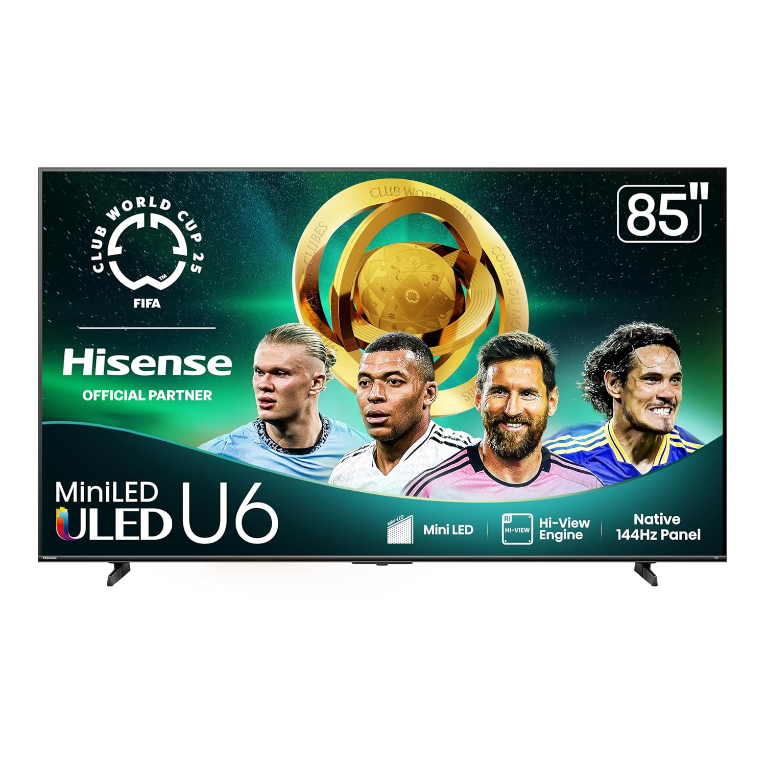 Hisense 85" Class U6 Series Mini-LED 4K UHD Smart Fire TV (85U65QF, 2025 Model) - QLED, Native 144Hz, HDR10+, Dolby Vision IQ, Dolby Atmos, Game Mode Pro, ALLM, Alexa Built in, Black image 1