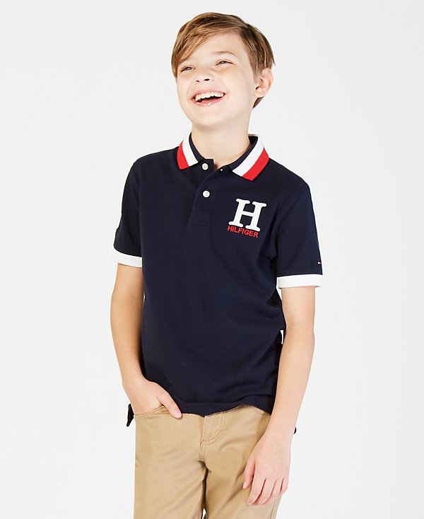 Big Boys Striped Collar Embroidered Matt Polo image 1