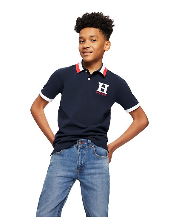 Big Boys Striped Collar Embroidered Matt Polo image 7
