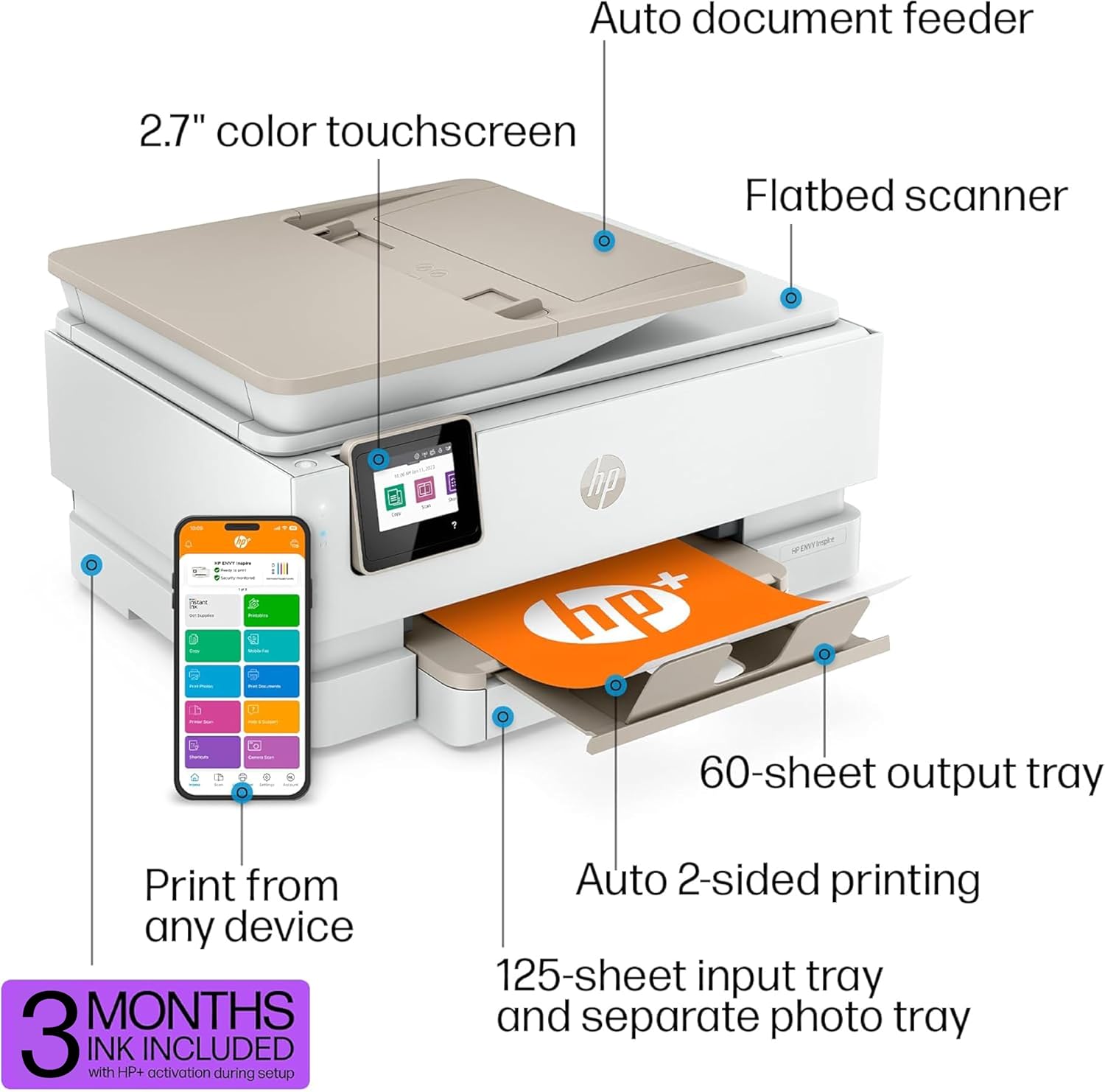 HP ENVY Inspire 7958e Wireless All-in-One Color Inkjet Printer, Print, scan, copy, Duplex printing best-for-home, 3 month Instant Ink trial included (327A7A) image 4
