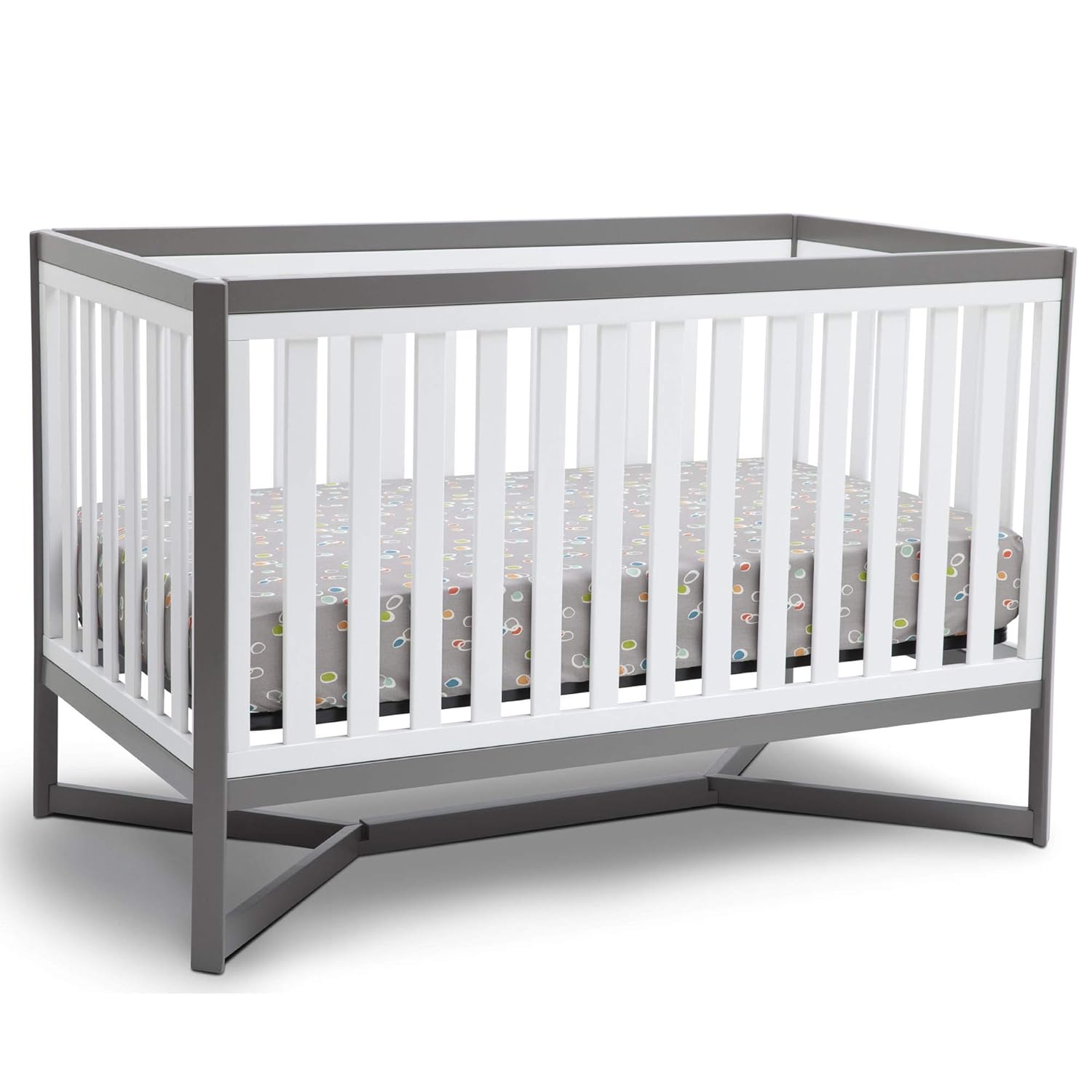 Delta Children Tribeca 4-in-1 Convertible Crib, White/Grey image 1