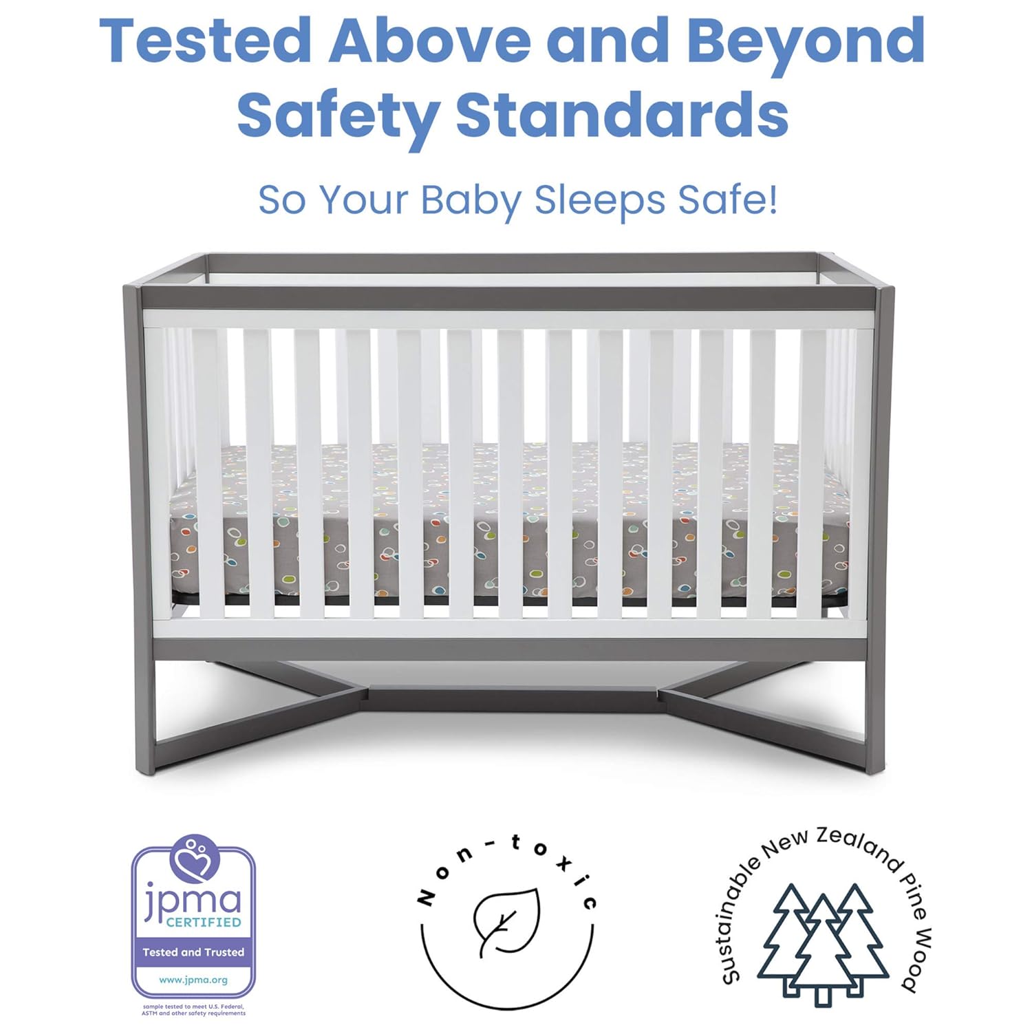 Delta Children Tribeca 4-in-1 Convertible Crib, White/Grey image 3
