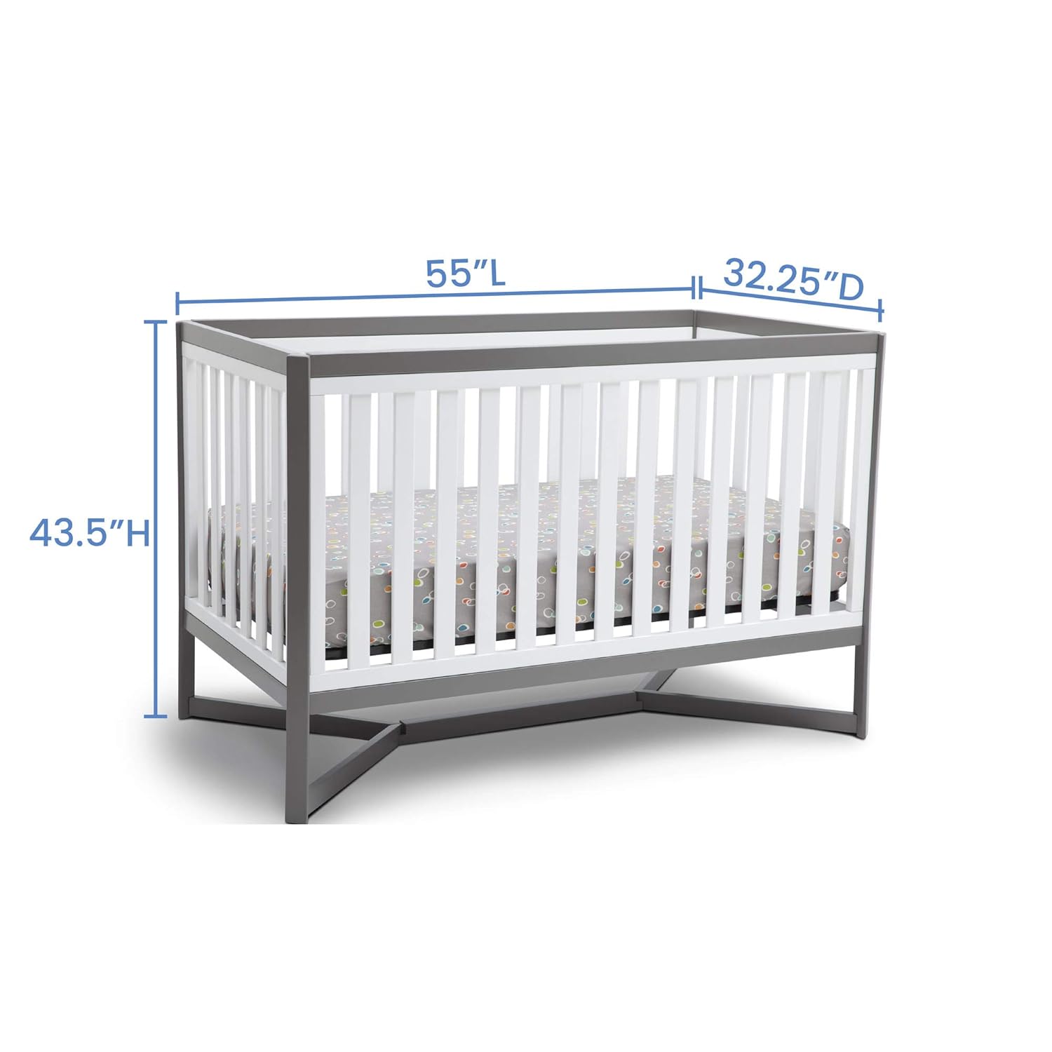 Delta Children Tribeca 4-in-1 Convertible Crib, White/Grey image 5