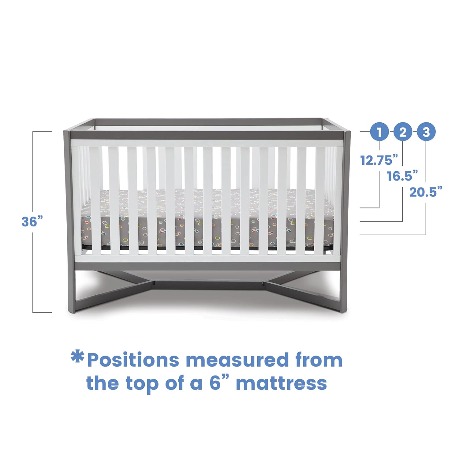 Delta Children Tribeca 4-in-1 Convertible Crib, White/Grey image 9